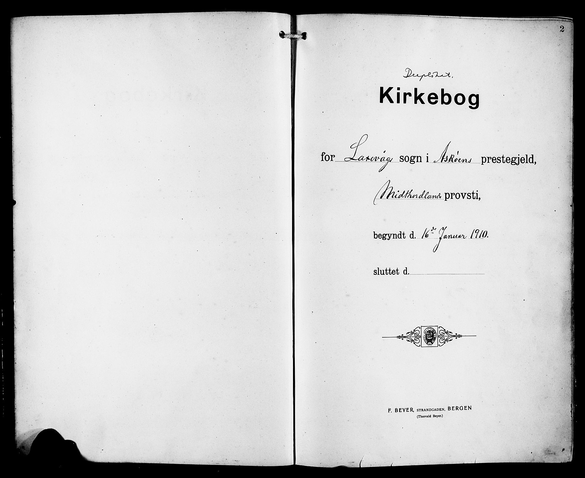 Laksevåg Sokneprestembete, SAB/A-76501/H/Ha/Hab/Haba/L0005: Klokkerbok nr. A 5, 1910-1917, s. 2