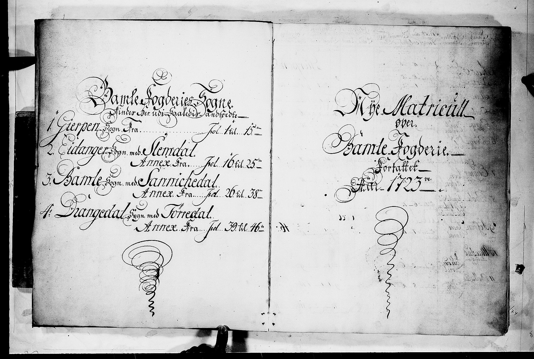 Rentekammeret inntil 1814, Realistisk ordnet avdeling, RA/EA-4070/N/Nb/Nbf/L0120: Bamble matrikkelprotokoll, 1723
