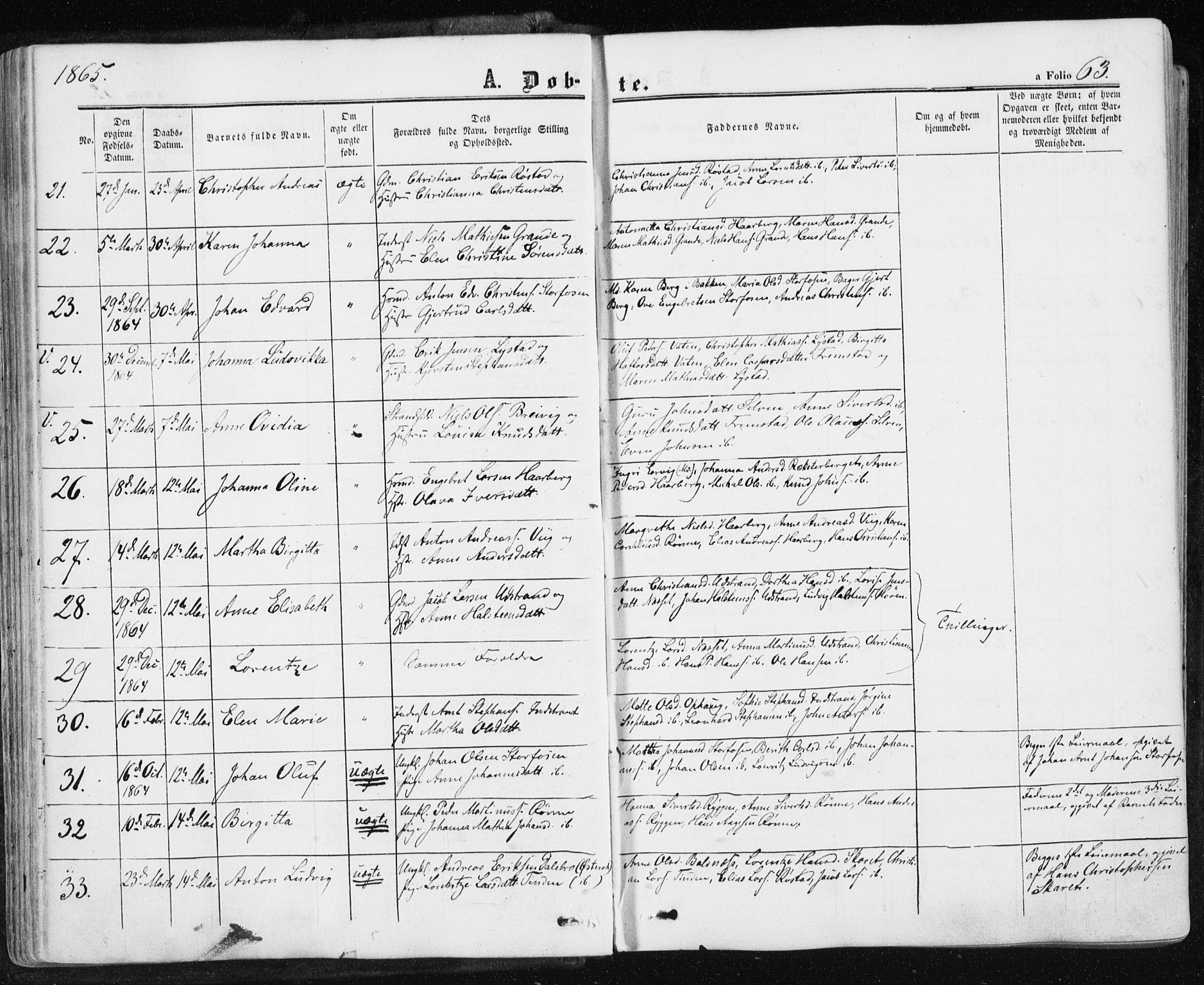 Ministerialprotokoller, klokkerbøker og fødselsregistre - Sør-Trøndelag, SAT/A-1456/659/L0737: Ministerialbok nr. 659A07, 1857-1875, s. 63