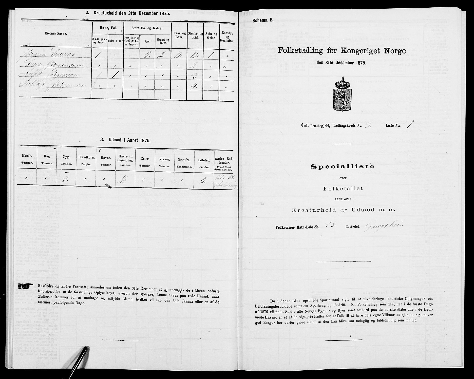 SAK, Folketelling 1875 for 0929P Åmli prestegjeld, 1875, s. 243