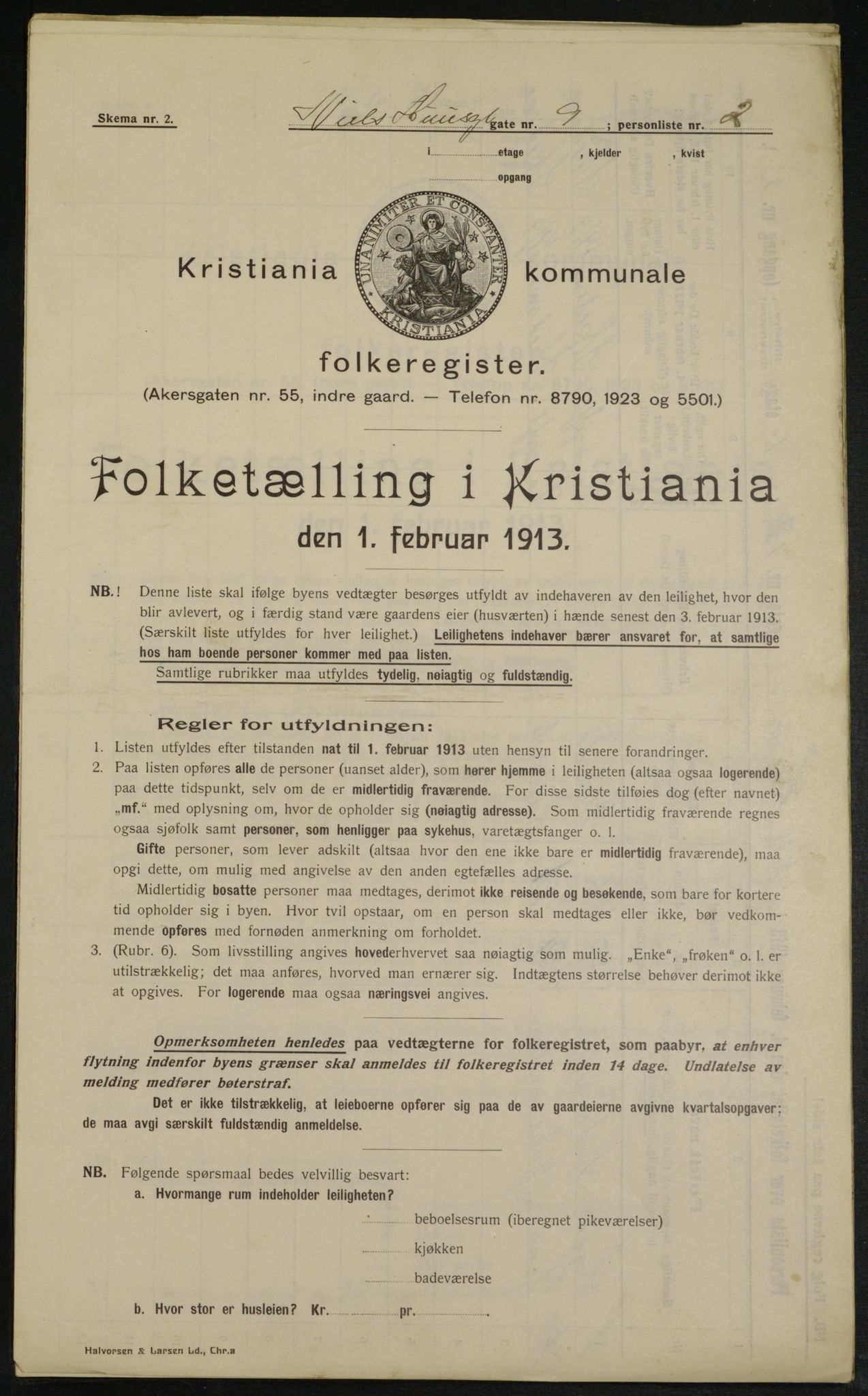 OBA, Kommunal folketelling 1.2.1913 for Kristiania, 1913, s. 70945