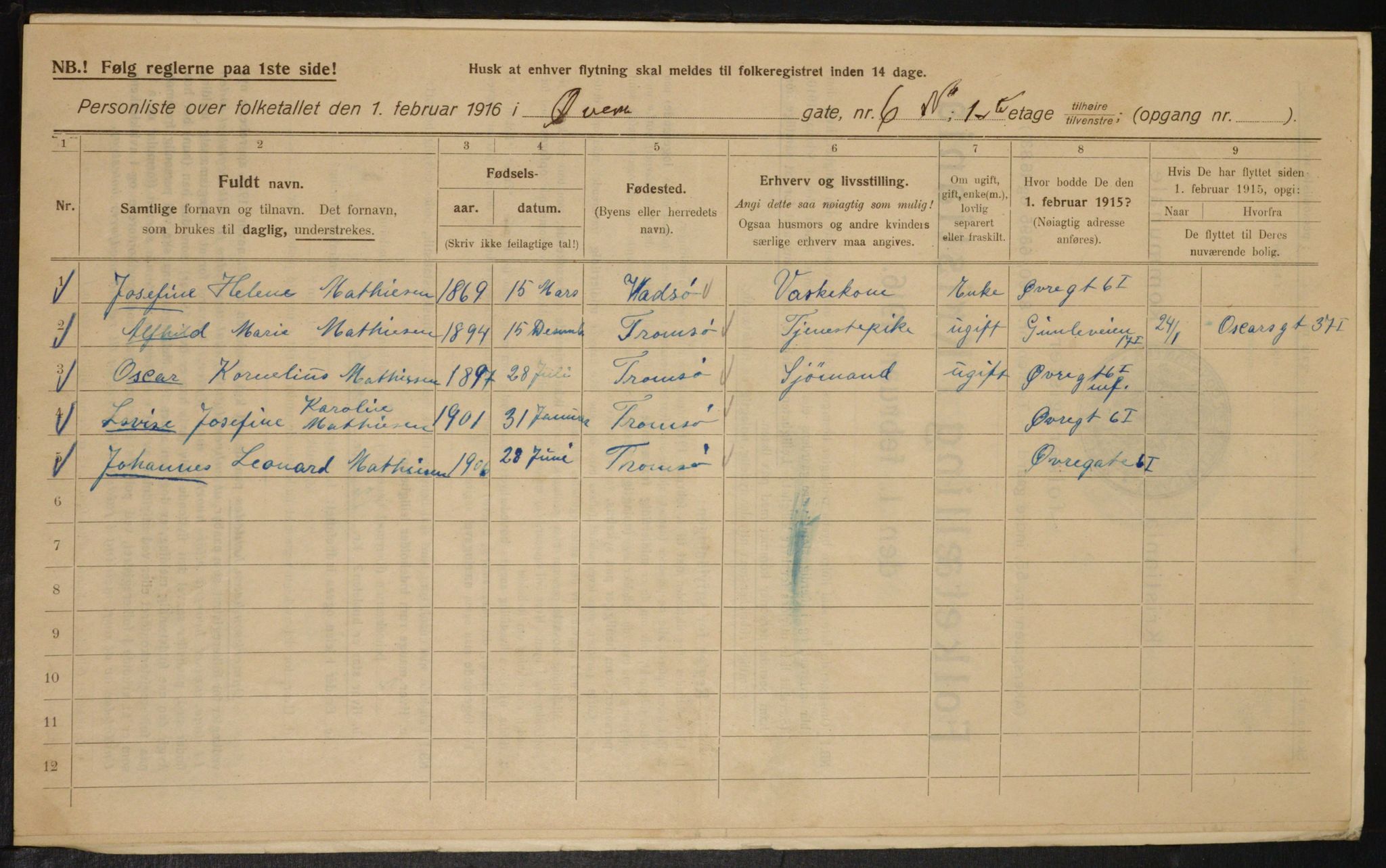 OBA, Kommunal folketelling 1.2.1916 for Kristiania, 1916, s. 133572