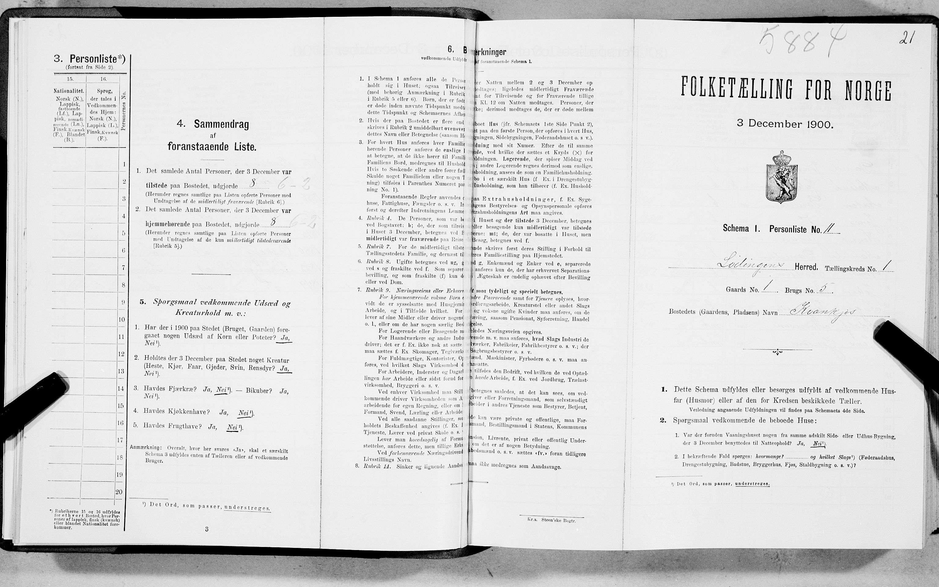 SAT, Folketelling 1900 for 1851 Lødingen herred, 1900, s. 21