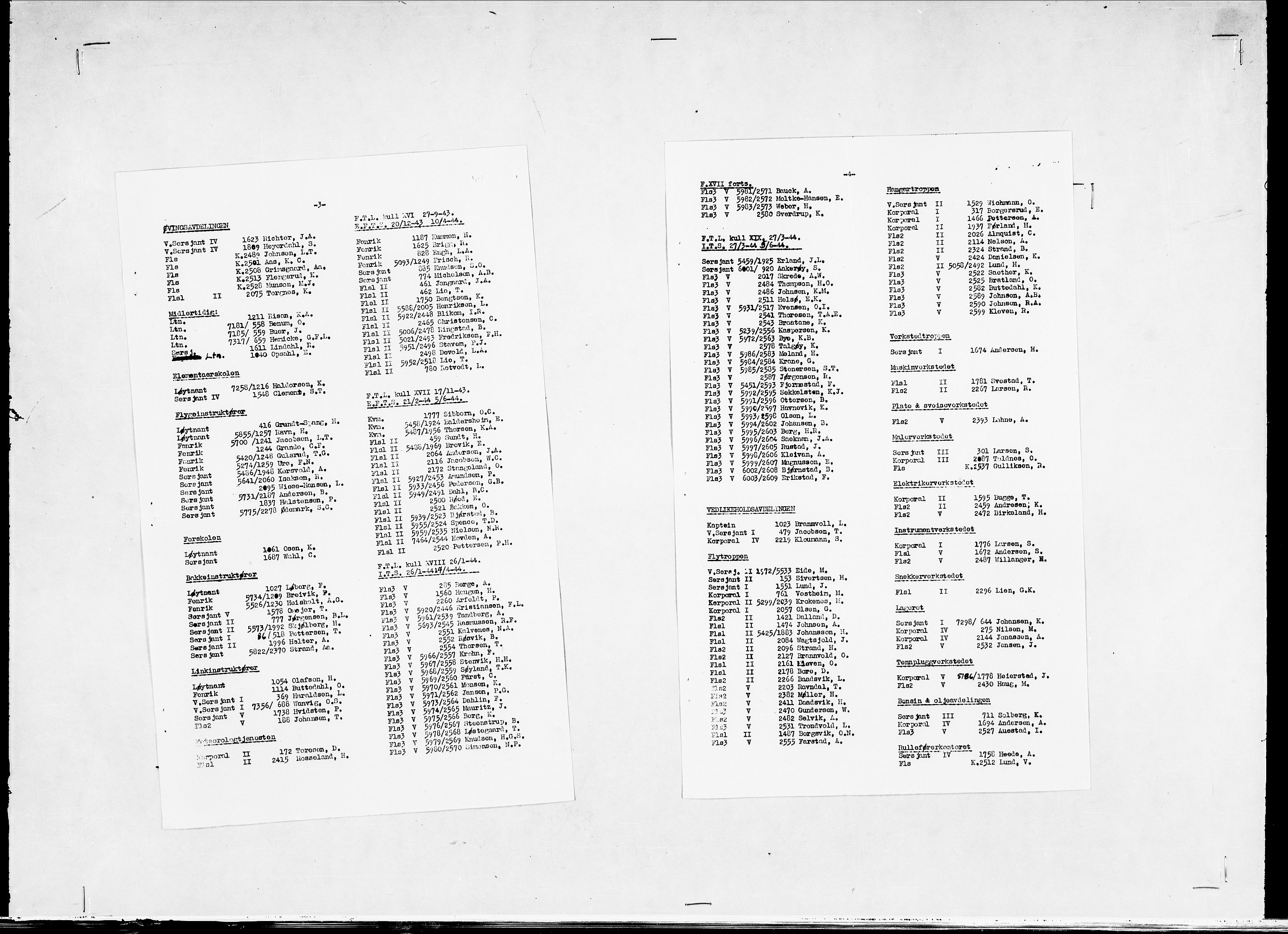 Forsvaret, Flyvåpnenes treningsleir 1940-1945, RA/RAFA-3974/V/L0038: Ekspedisjonskontoret. 8. Personellkontoret, 1940-1945