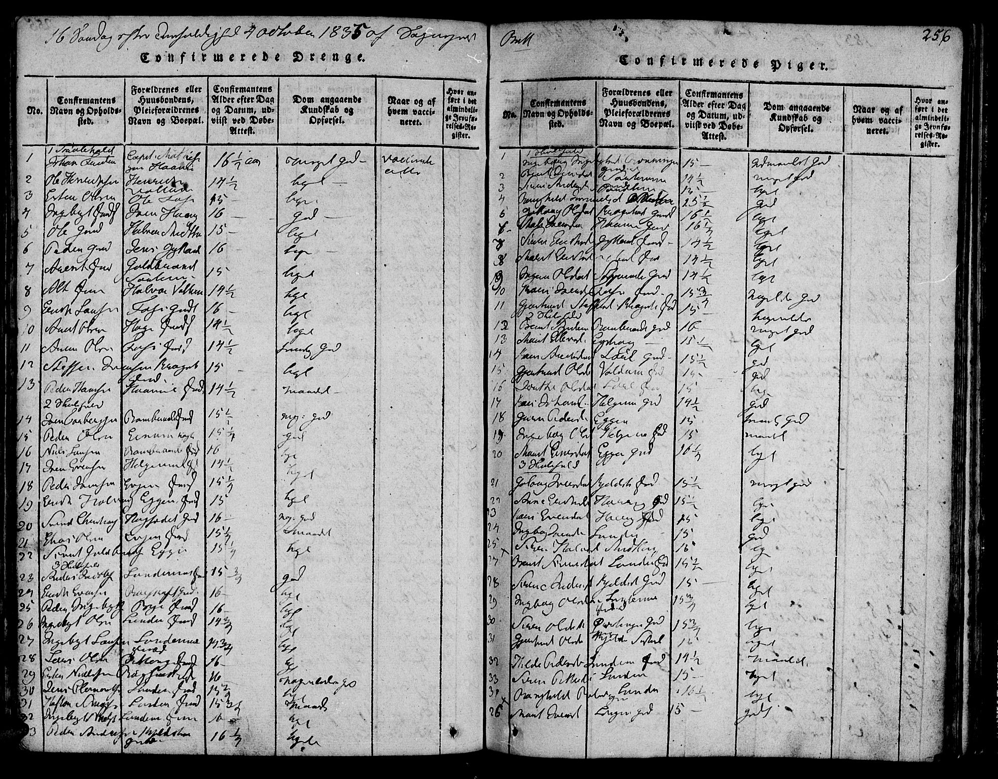 Ministerialprotokoller, klokkerbøker og fødselsregistre - Sør-Trøndelag, SAT/A-1456/692/L1102: Ministerialbok nr. 692A02, 1816-1842, s. 256