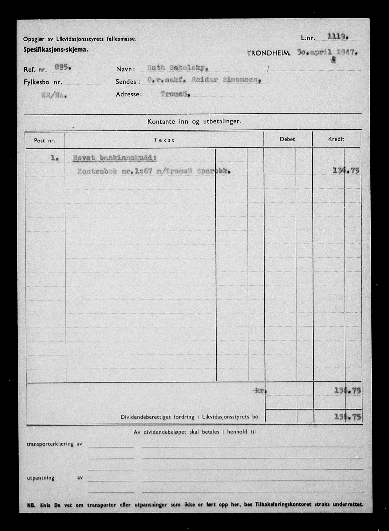 Justisdepartementet, Tilbakeføringskontoret for inndratte formuer, AV/RA-S-1564/H/Hc/Hcb/L0915: --, 1945-1947, s. 283