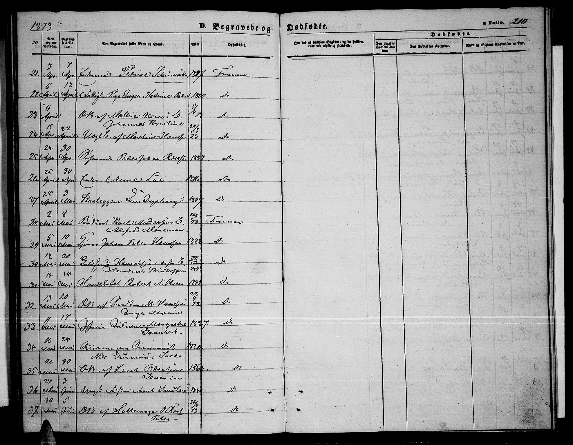 Tromsø sokneprestkontor/stiftsprosti/domprosti, AV/SATØ-S-1343/G/Gb/L0007klokker: Klokkerbok nr. 7, 1867-1875, s. 210