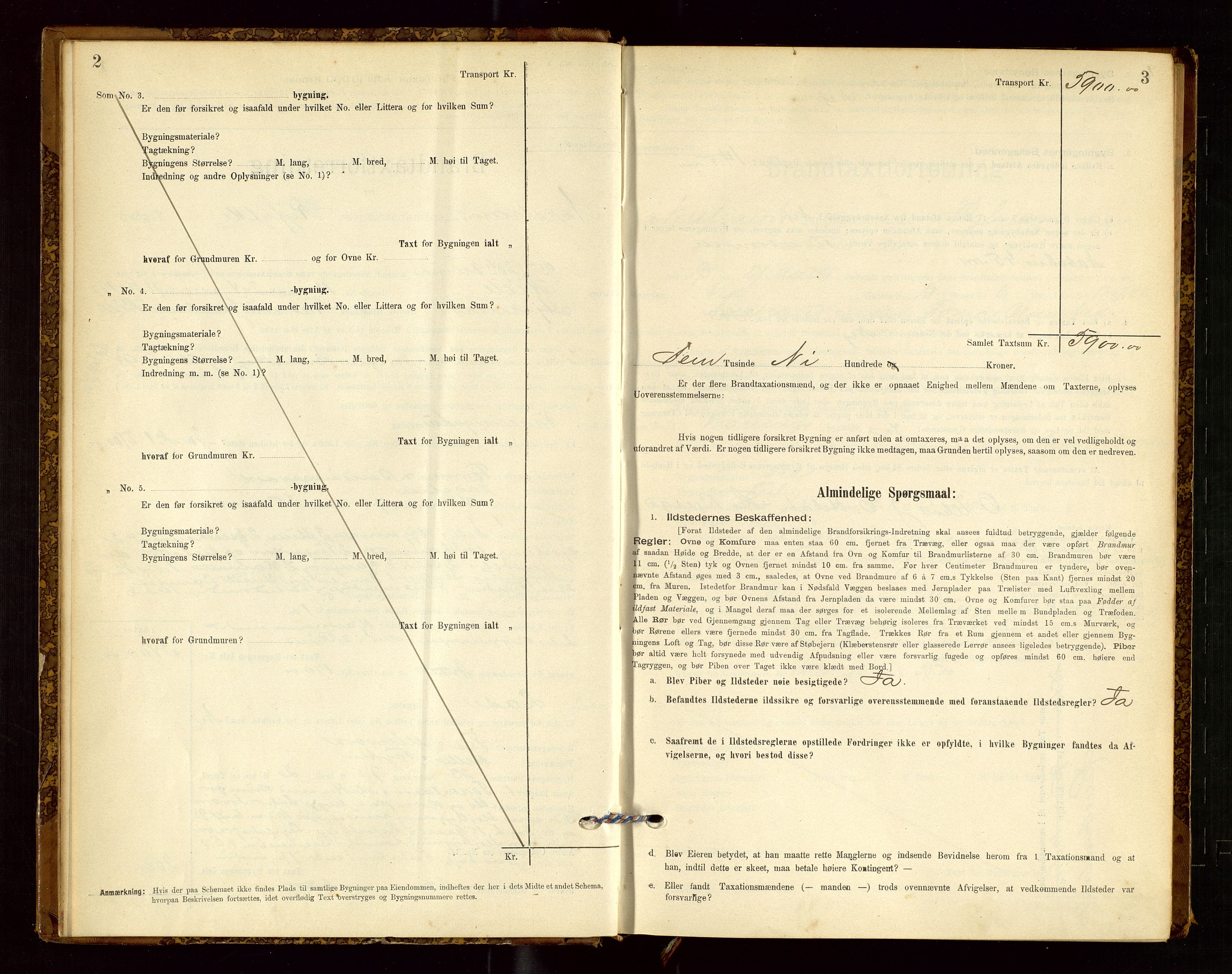 Nedstrand lensmannskontor, SAST/A-100236/Gob/L0001: "Brandtaxationsprotokol for Nerstrand Lensmandsdistrikt Ryfylke fogderi", 1895-1915, s. 2-3