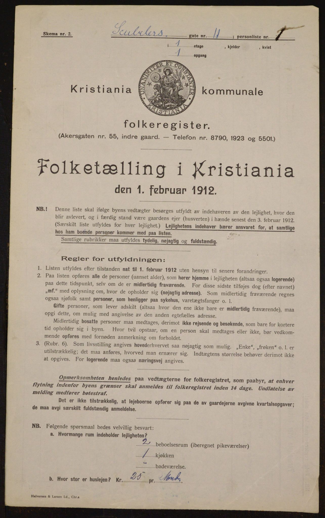 OBA, Kommunal folketelling 1.2.1912 for Kristiania, 1912, s. 93163