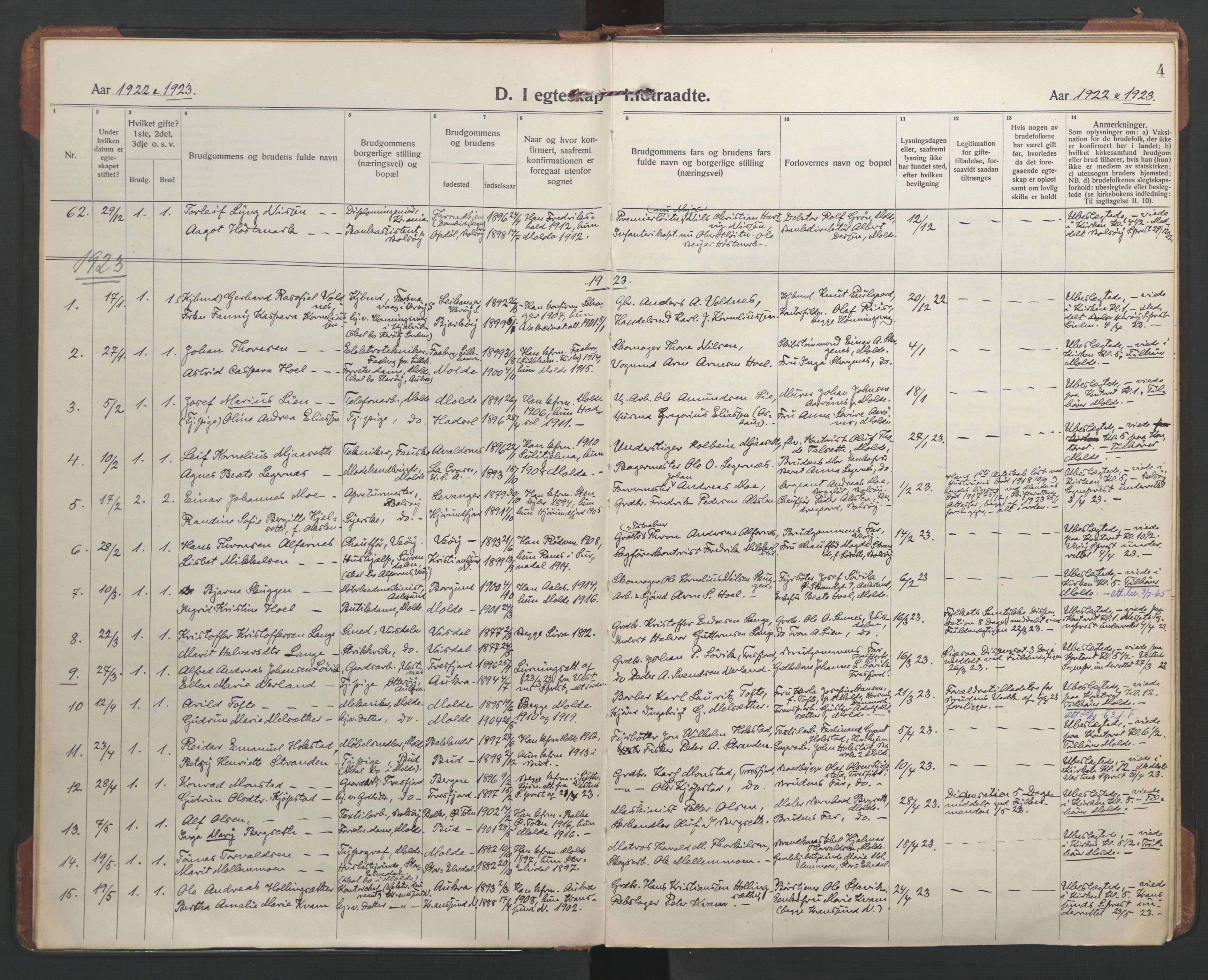 Ministerialprotokoller, klokkerbøker og fødselsregistre - Møre og Romsdal, AV/SAT-A-1454/558/L0698: Ministerialbok nr. 558A12, 1922-1937, s. 4