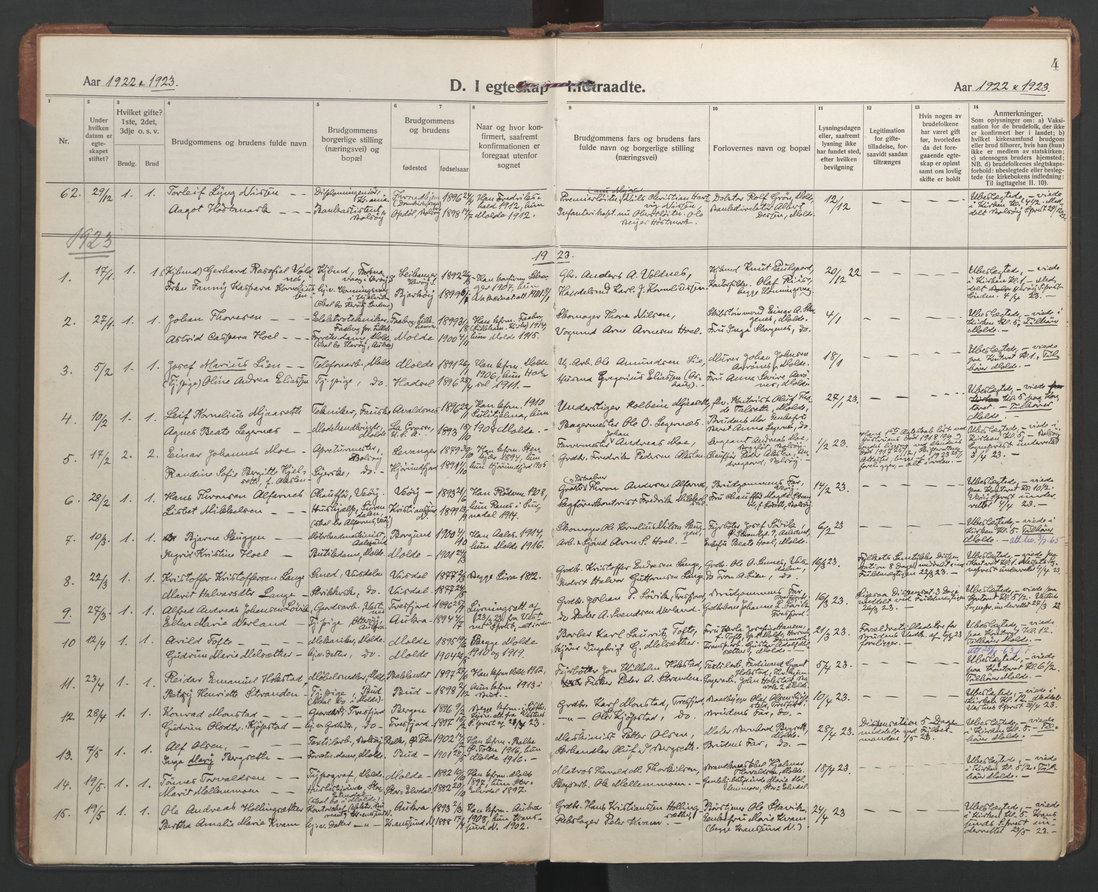 Ministerialprotokoller, klokkerbøker og fødselsregistre - Møre og Romsdal, SAT/A-1454/558/L0698: Ministerialbok nr. 558A12, 1922-1937, s. 4