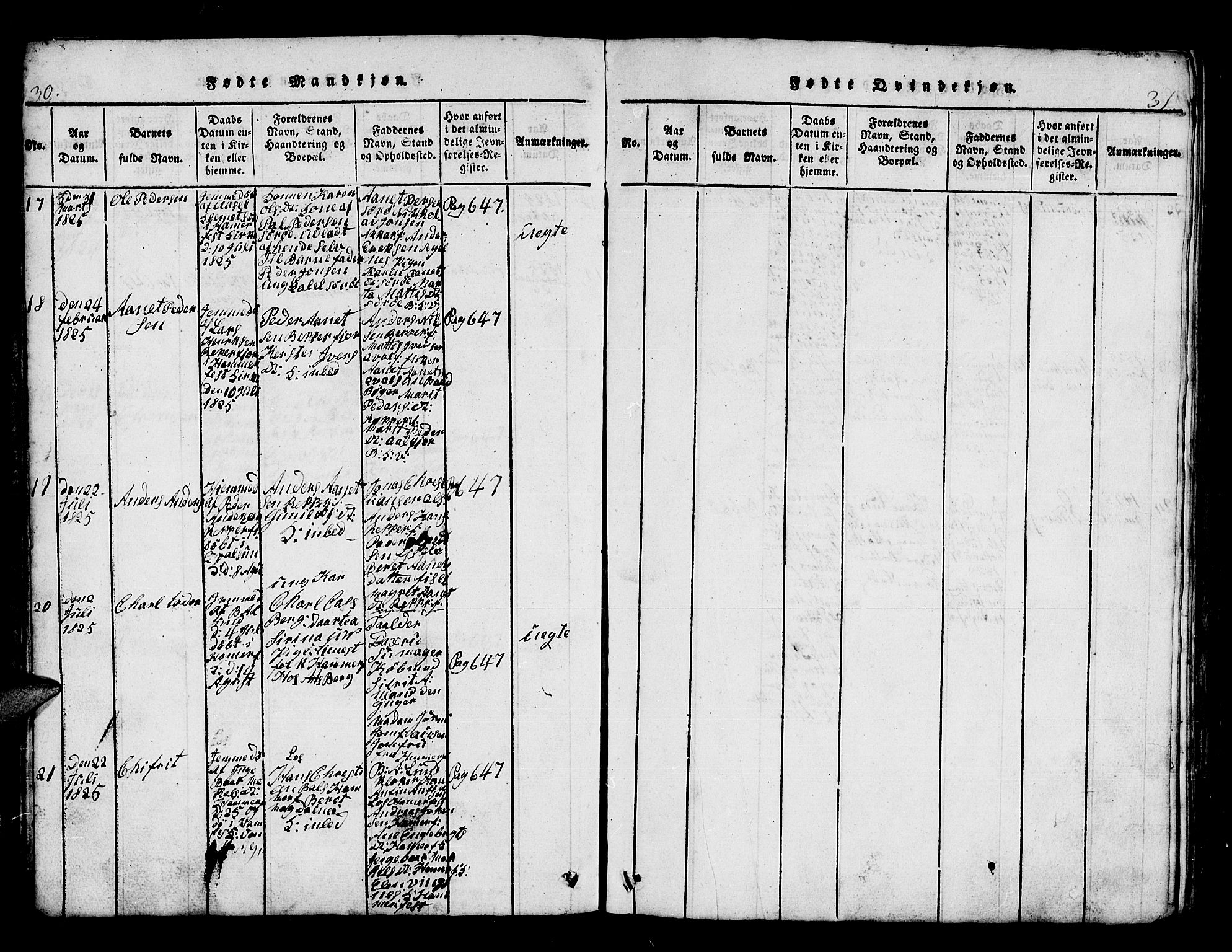 Hammerfest sokneprestkontor, SATØ/S-1347/H/Hb/L0001.klokk: Klokkerbok nr. 1, 1822-1850, s. 30-31