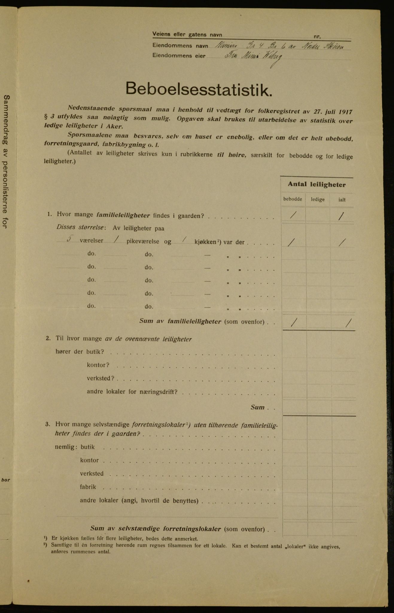 OBA, Kommunal folketelling 1.12.1917 for Aker, 1917, s. 31