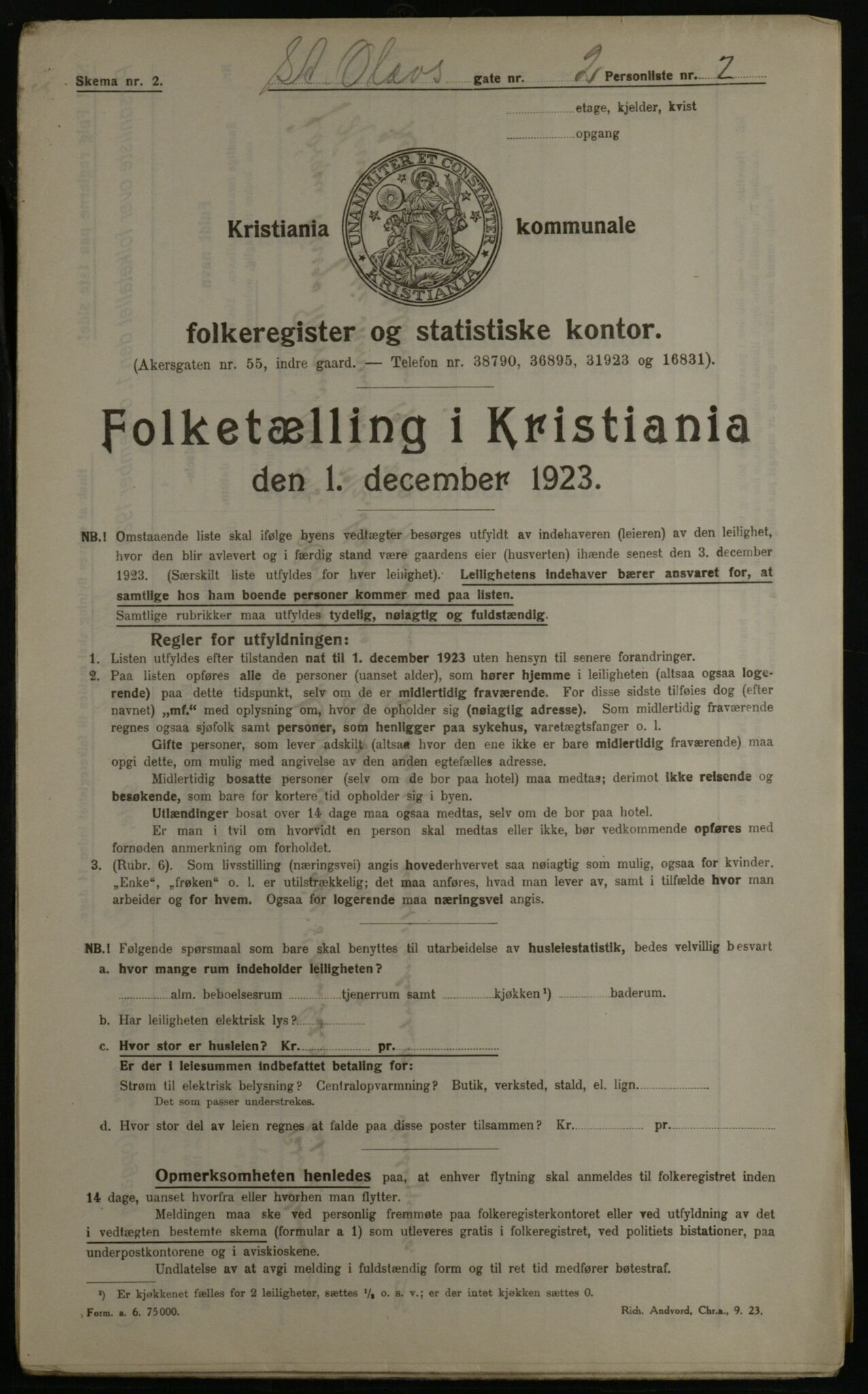 OBA, Kommunal folketelling 1.12.1923 for Kristiania, 1923, s. 97252