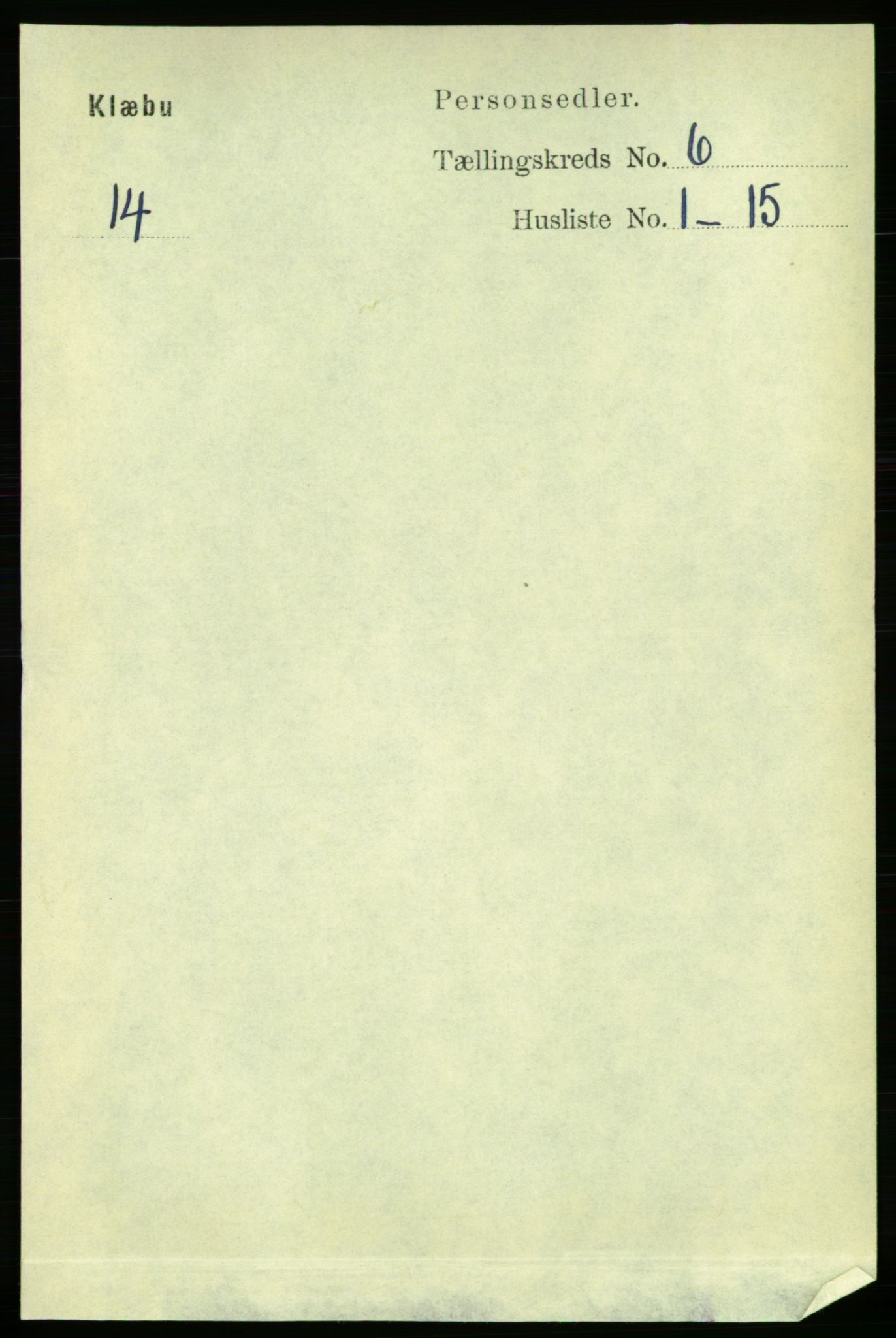 RA, Folketelling 1891 for 1662 Klæbu herred, 1891, s. 1226