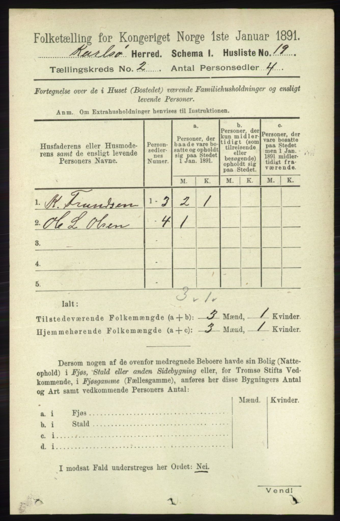 RA, Folketelling 1891 for 1936 Karlsøy herred, 1891, s. 393