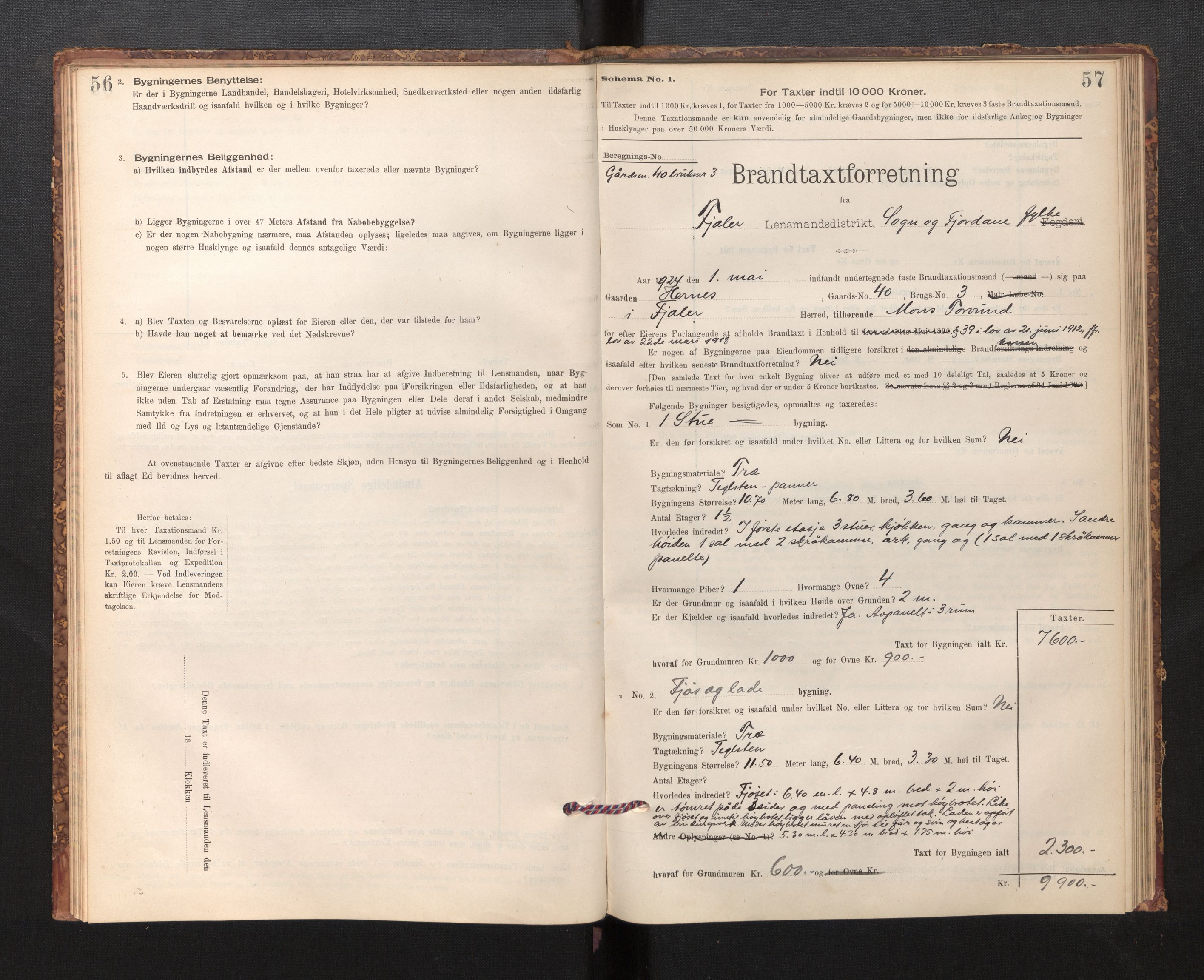 Lensmannen i Fjaler, SAB/A-27201/0012/L0006: Branntakstprotokoll, skjematakst, 1895-1937, s. 56-57