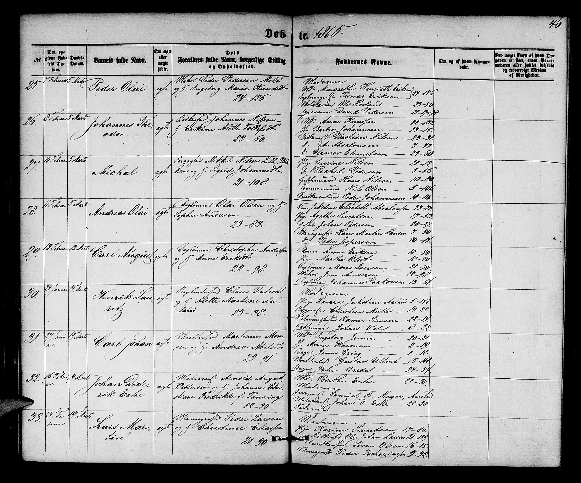 Korskirken sokneprestembete, AV/SAB-A-76101/H/Hab: Klokkerbok nr. B 5, 1863-1868, s. 46