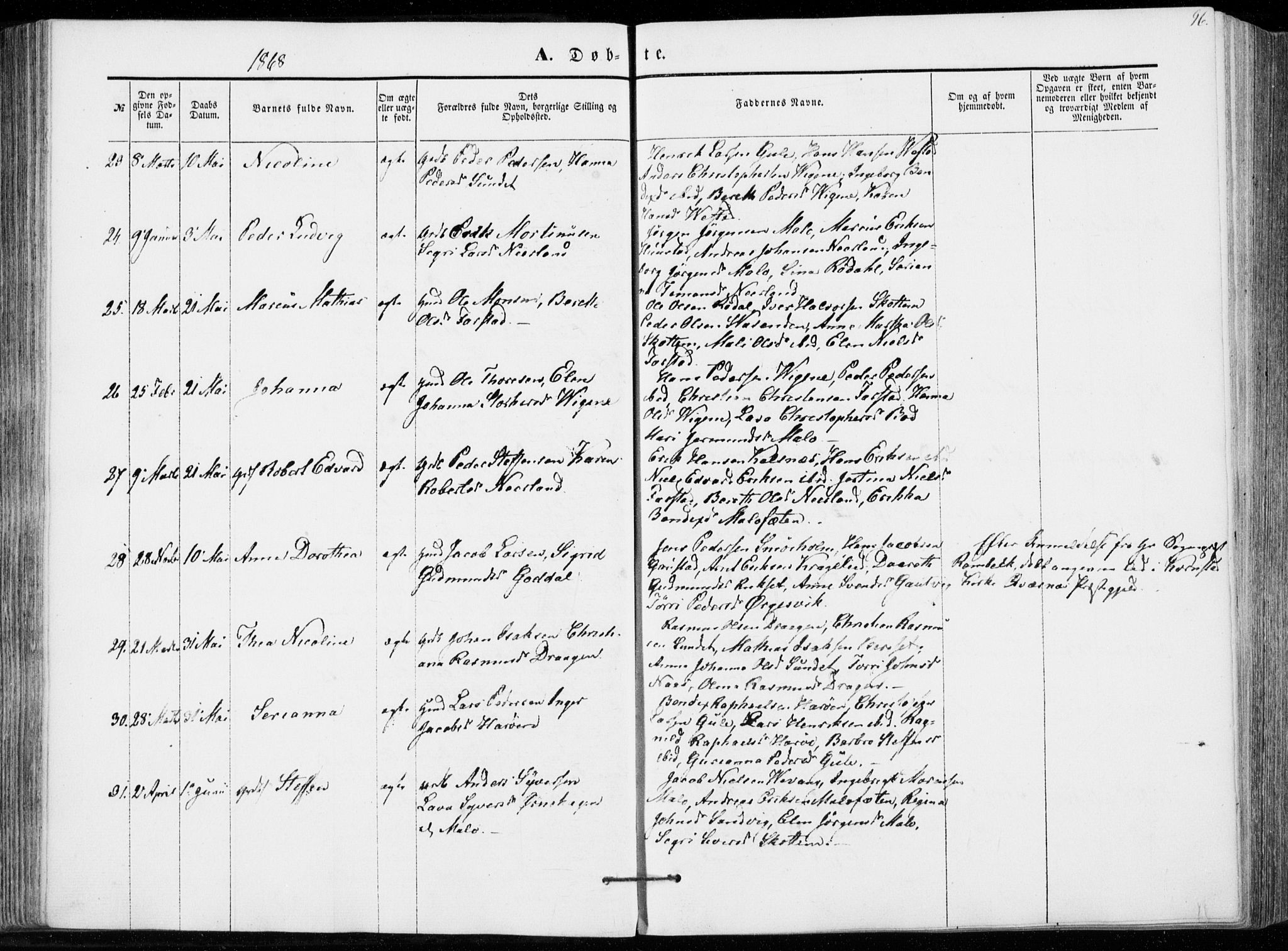 Ministerialprotokoller, klokkerbøker og fødselsregistre - Møre og Romsdal, AV/SAT-A-1454/566/L0767: Ministerialbok nr. 566A06, 1852-1868, s. 96