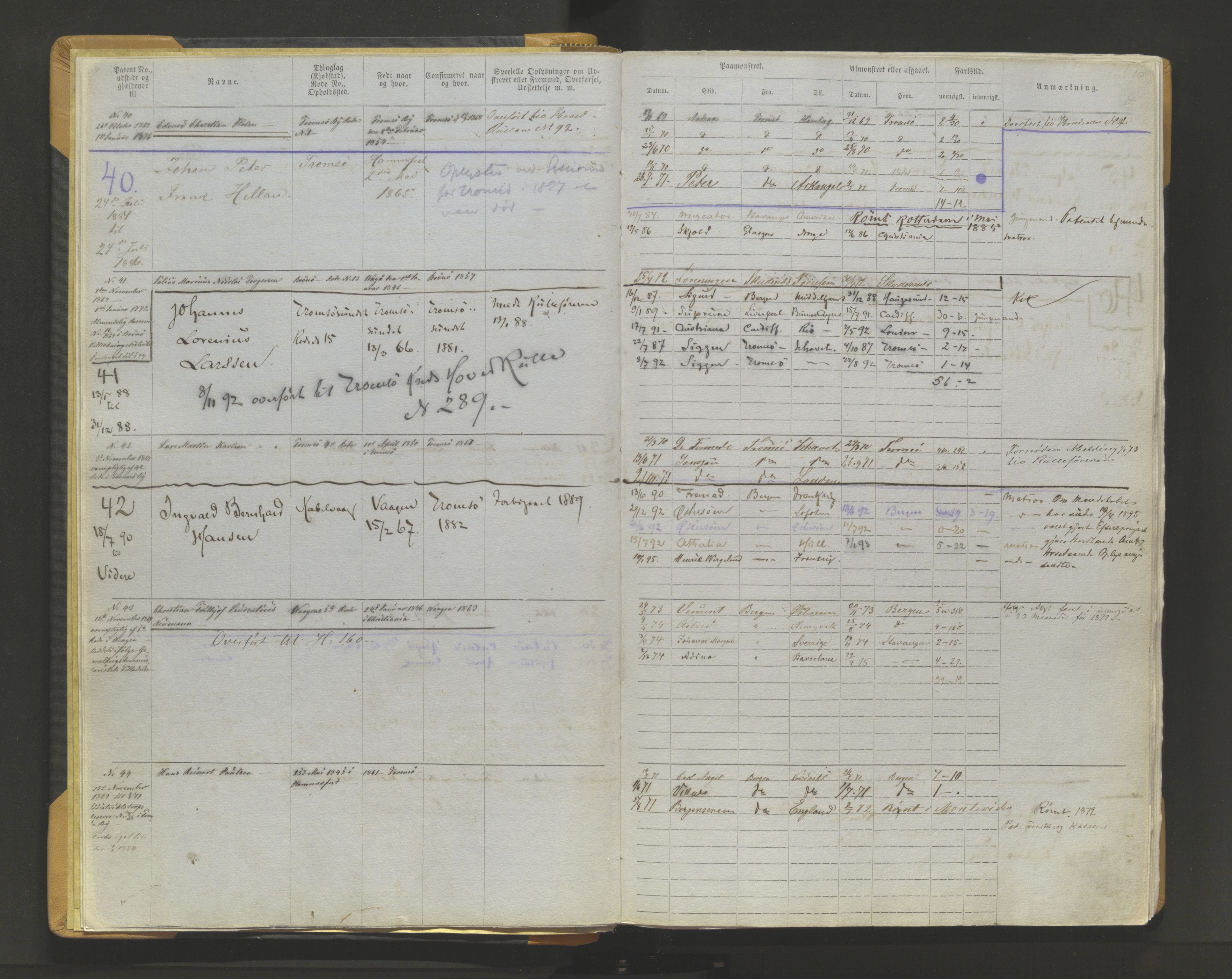 Tromsø sjømannskontor/innrullerings-/mønstringsdistrikt, AV/SATØ-S-0243/F/Fb/L0007: Annotasjonsrulle. Nr. 1-1186, 1868-1899, s. 10