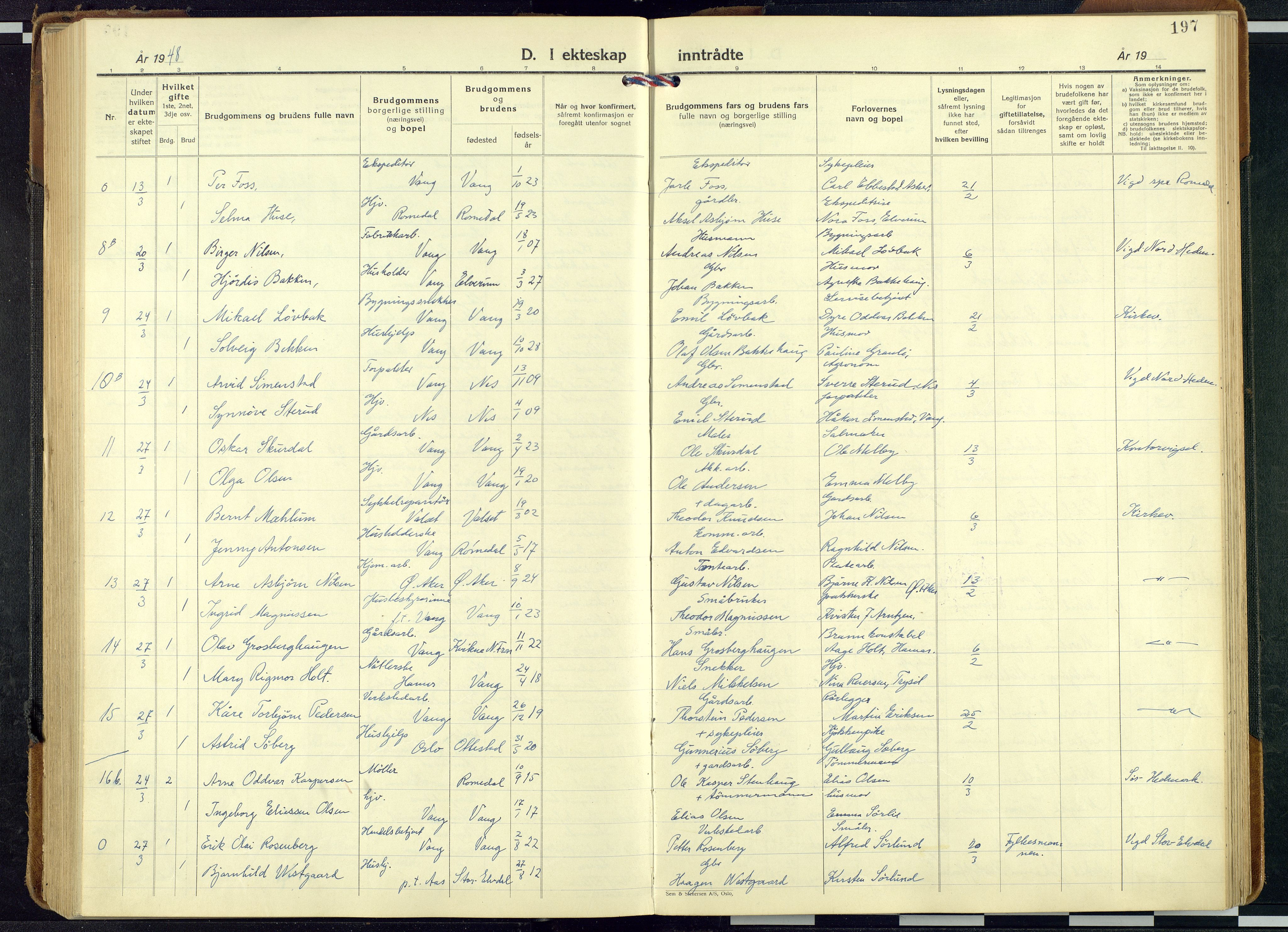 Vang prestekontor, Hedmark, AV/SAH-PREST-008/H/Ha/Haa/L0024: Ministerialbok nr. 24, 1941-1967, s. 197