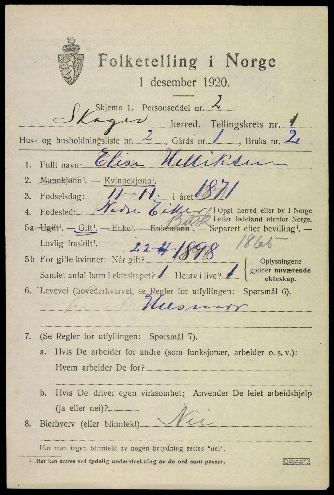 SAKO, Folketelling 1920 for 0712 Skoger herred, 1920, s. 2023