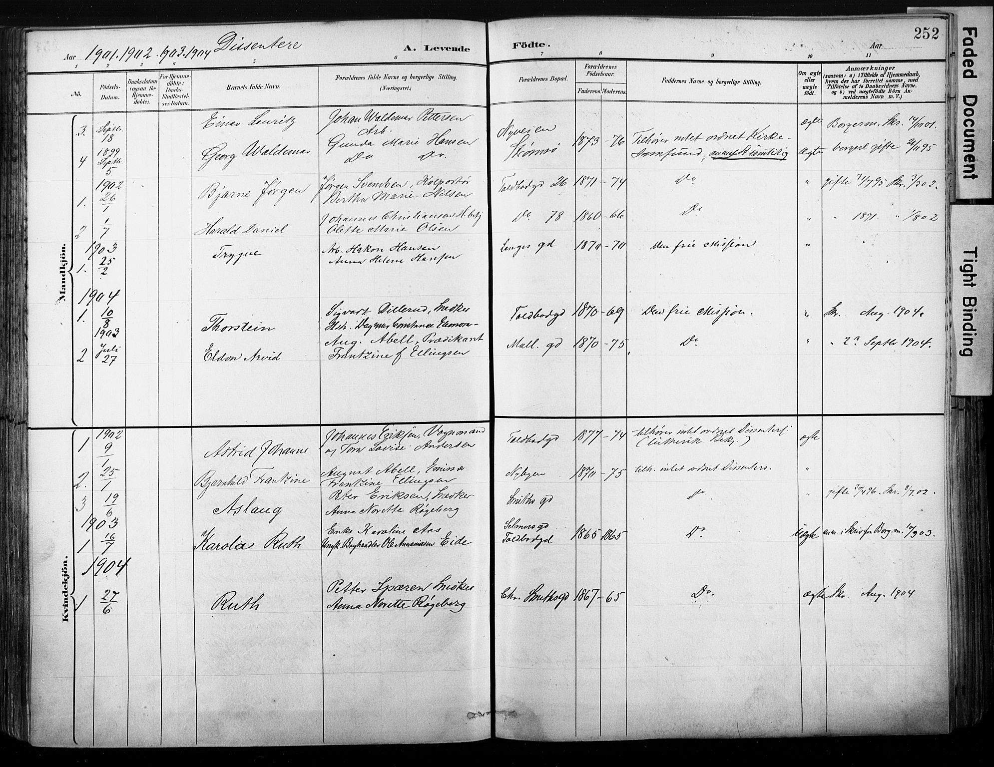 Strømsø kirkebøker, AV/SAKO-A-246/G/Ga/L0003: Klokkerbok nr. 3, 1894-1904, s. 252