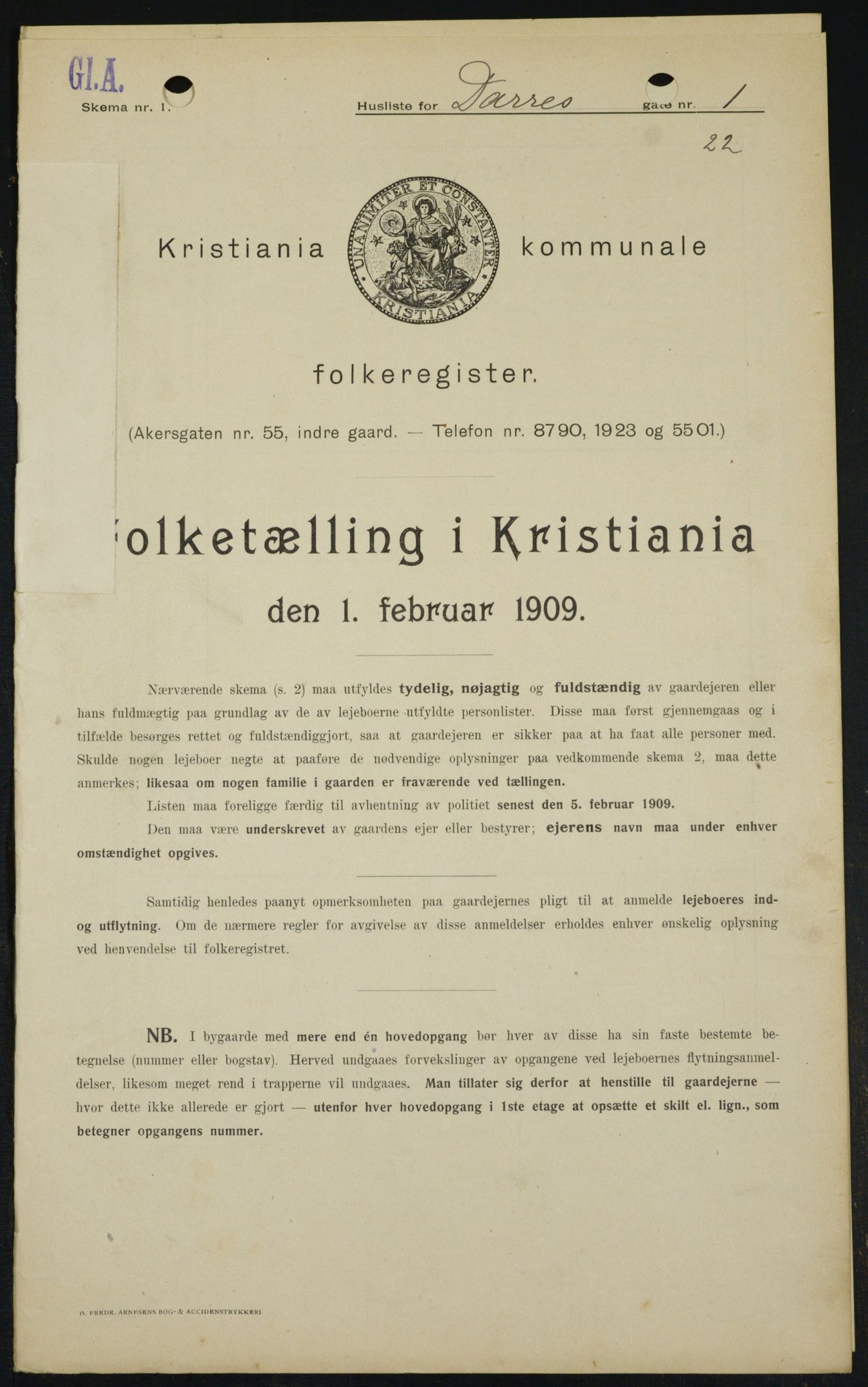 OBA, Kommunal folketelling 1.2.1909 for Kristiania kjøpstad, 1909, s. 14006