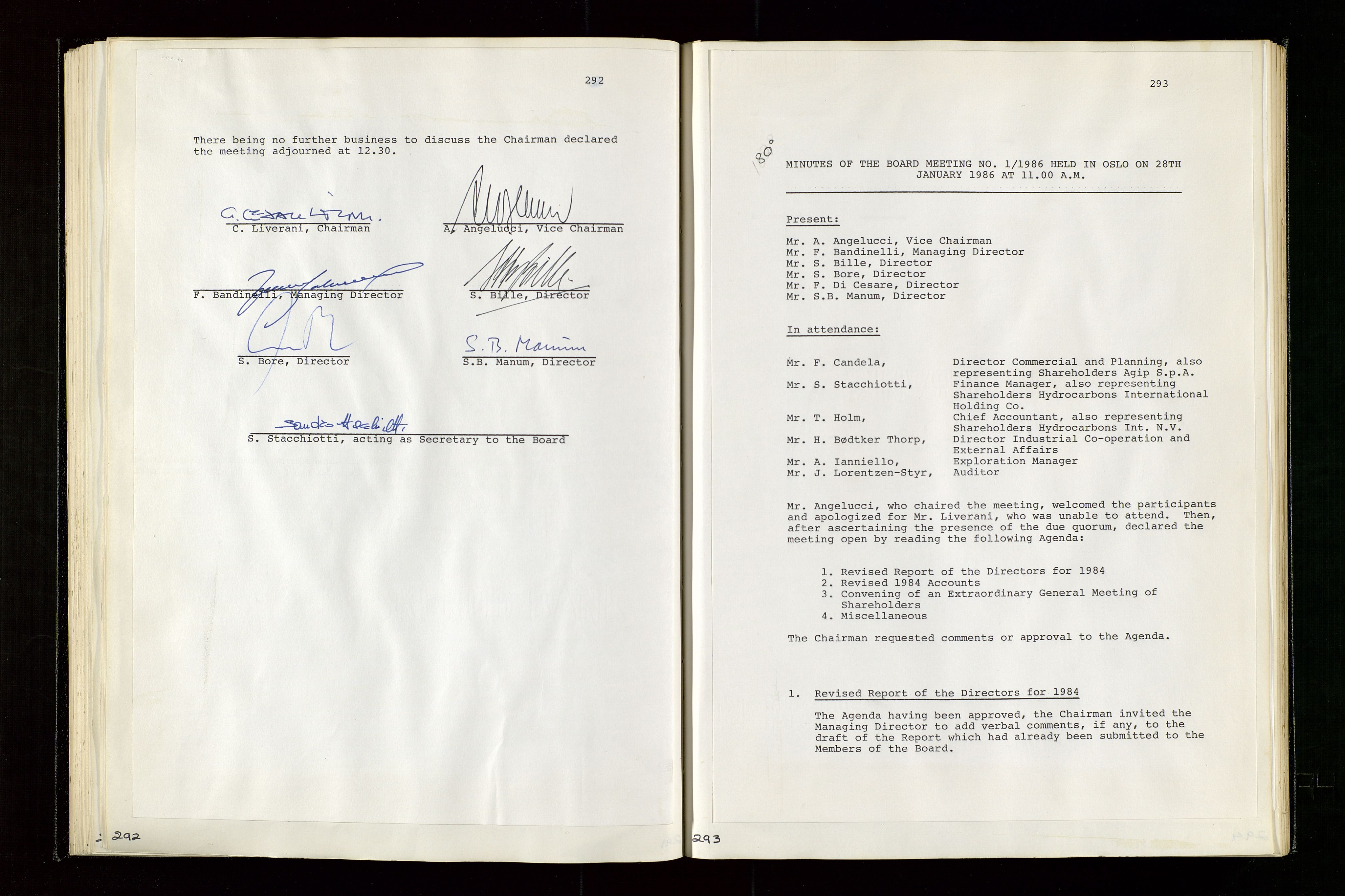 Pa 1583 - Norsk Agip AS, SAST/A-102138/A/Aa/L0003: Board of Directors meeting minutes, 1979-1983, s. 292-293