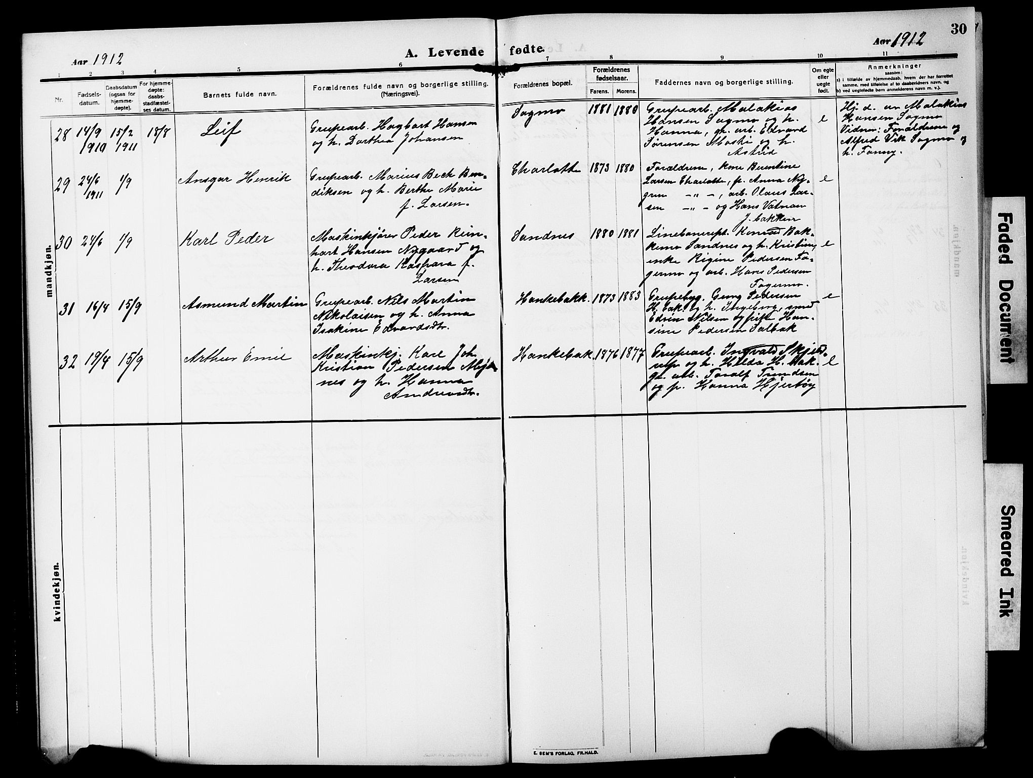 Ministerialprotokoller, klokkerbøker og fødselsregistre - Nordland, AV/SAT-A-1459/850/L0710: Ministerialbok nr. 850A02, 1910-1920, s. 30