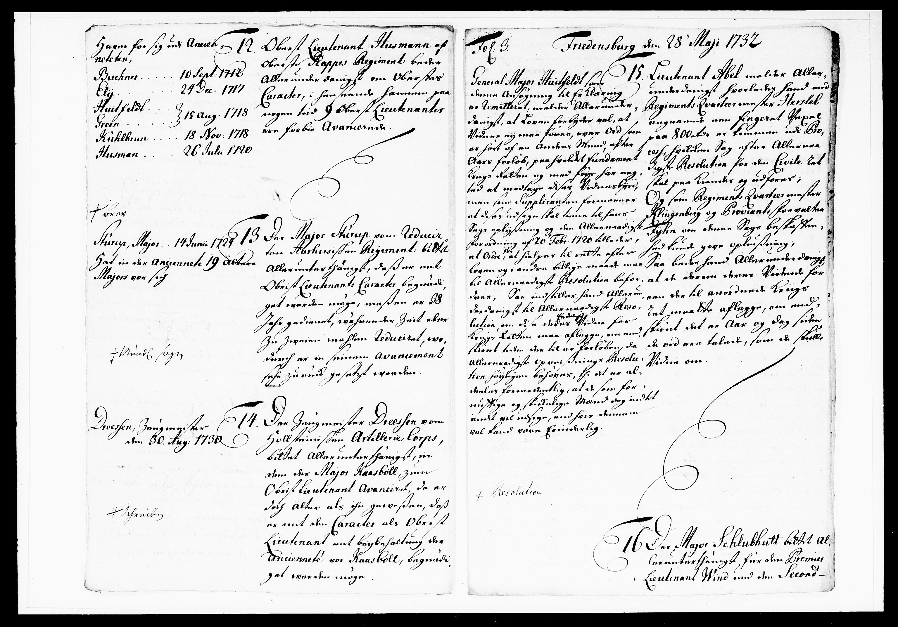 Krigskollegiet, Krigskancelliet, DRA/A-0006/-/1103-1107: Refererede sager, 1732, s. 142
