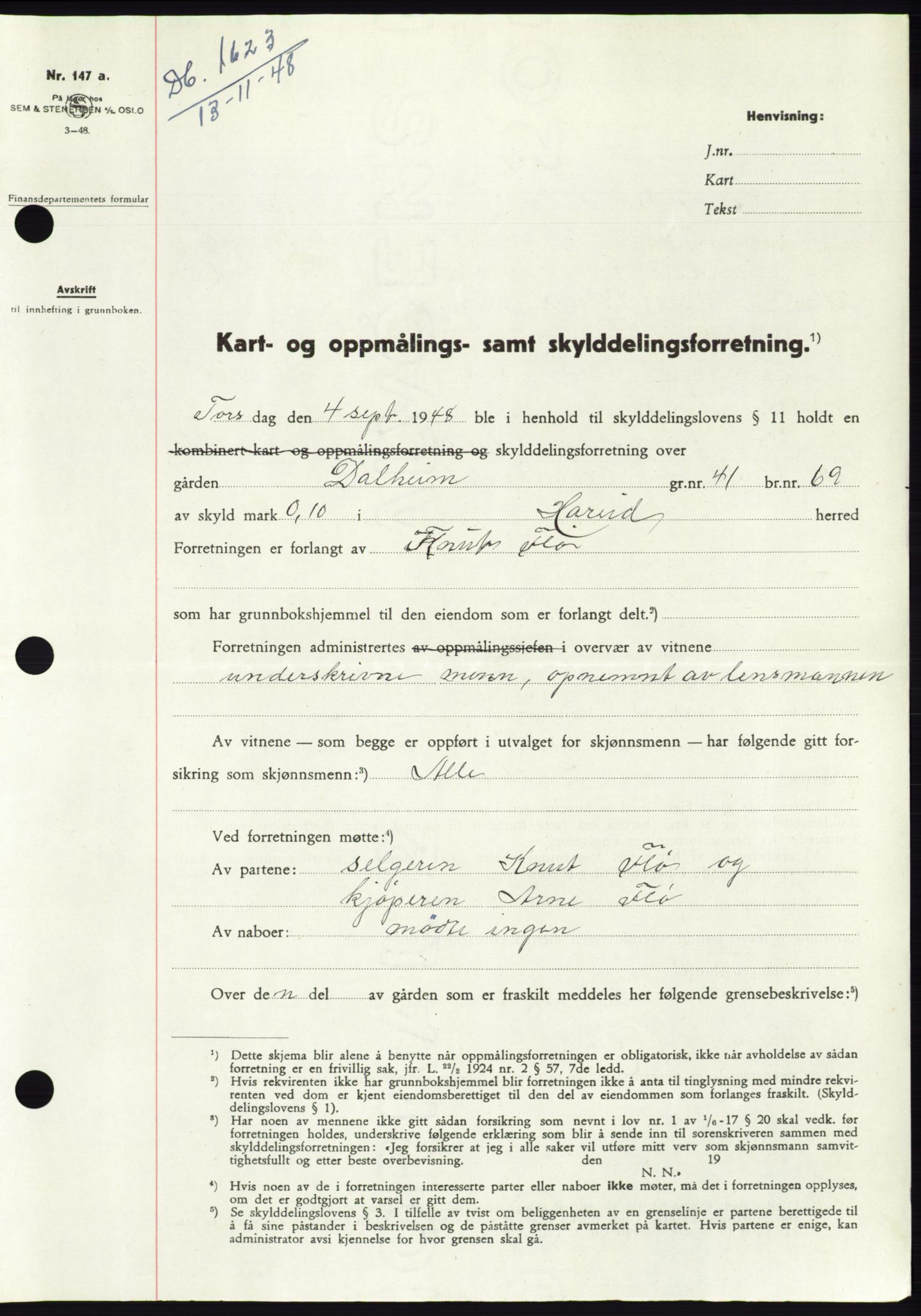 Søre Sunnmøre sorenskriveri, AV/SAT-A-4122/1/2/2C/L0083: Pantebok nr. 9A, 1948-1949, Dagboknr: 1623/1948