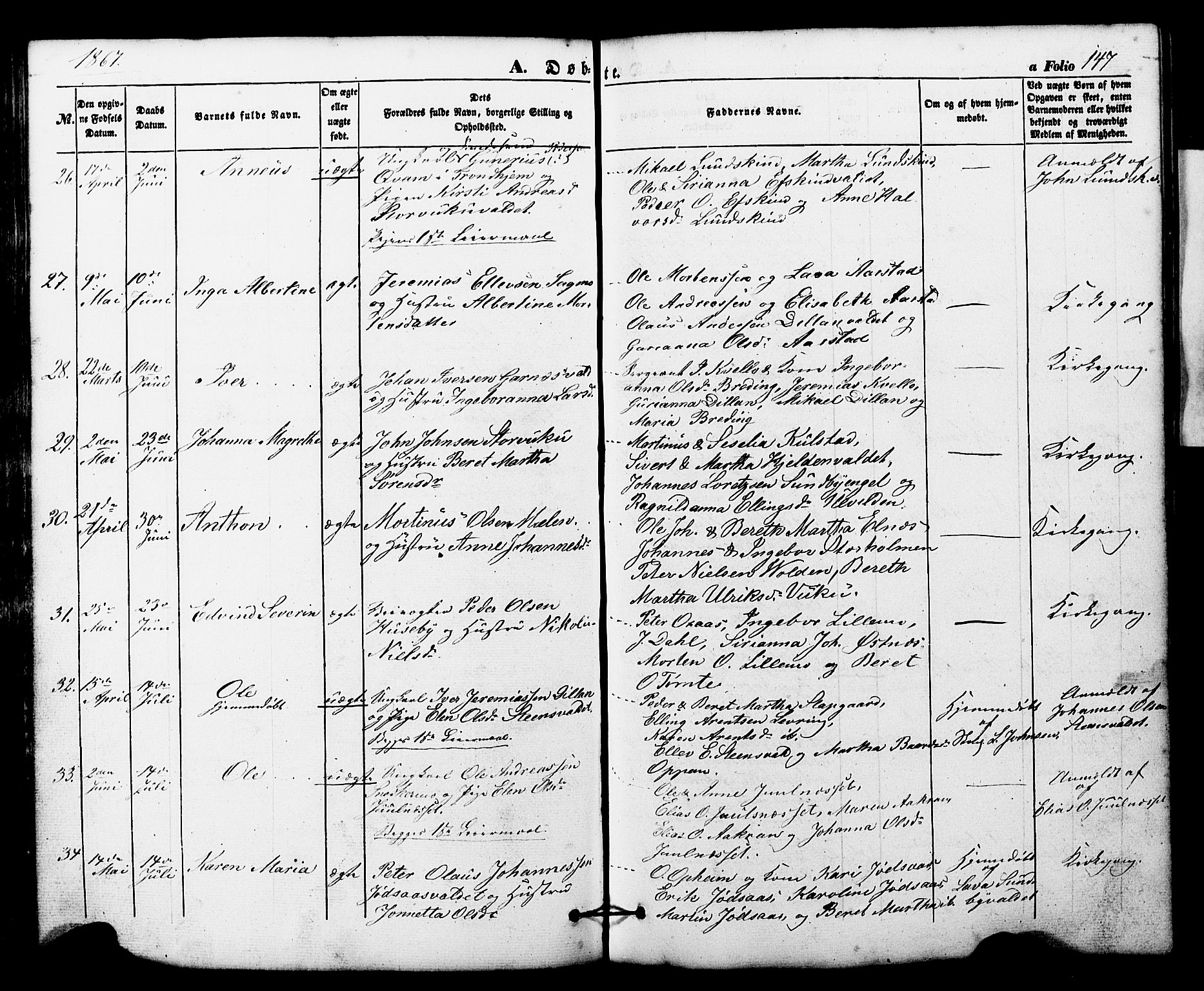 Ministerialprotokoller, klokkerbøker og fødselsregistre - Nord-Trøndelag, AV/SAT-A-1458/724/L0268: Klokkerbok nr. 724C04, 1846-1878, s. 147