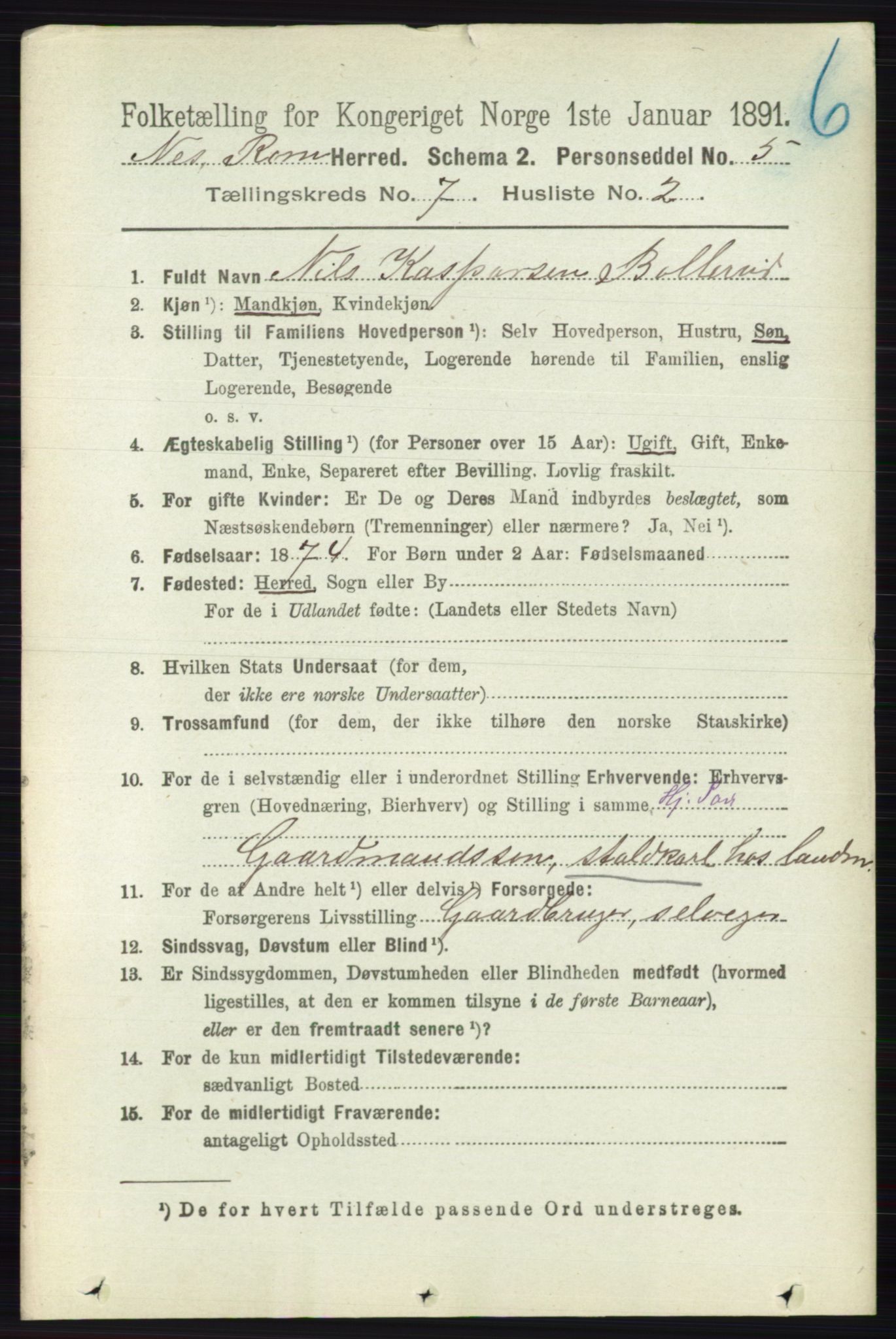 RA, Folketelling 1891 for 0236 Nes herred, 1891, s. 4029