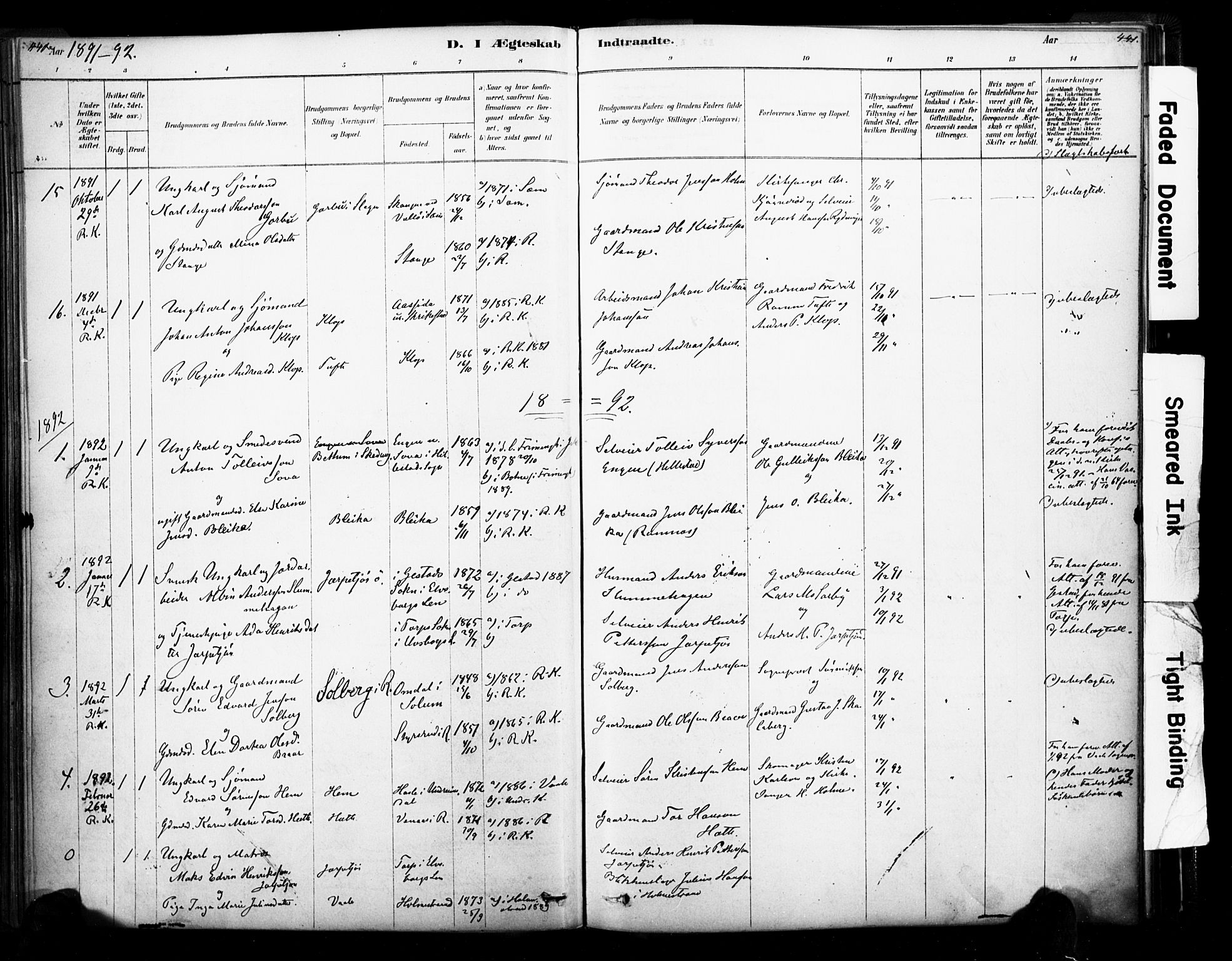Ramnes kirkebøker, AV/SAKO-A-314/F/Fa/L0007: Ministerialbok nr. I 7, 1878-1895, s. 440-441