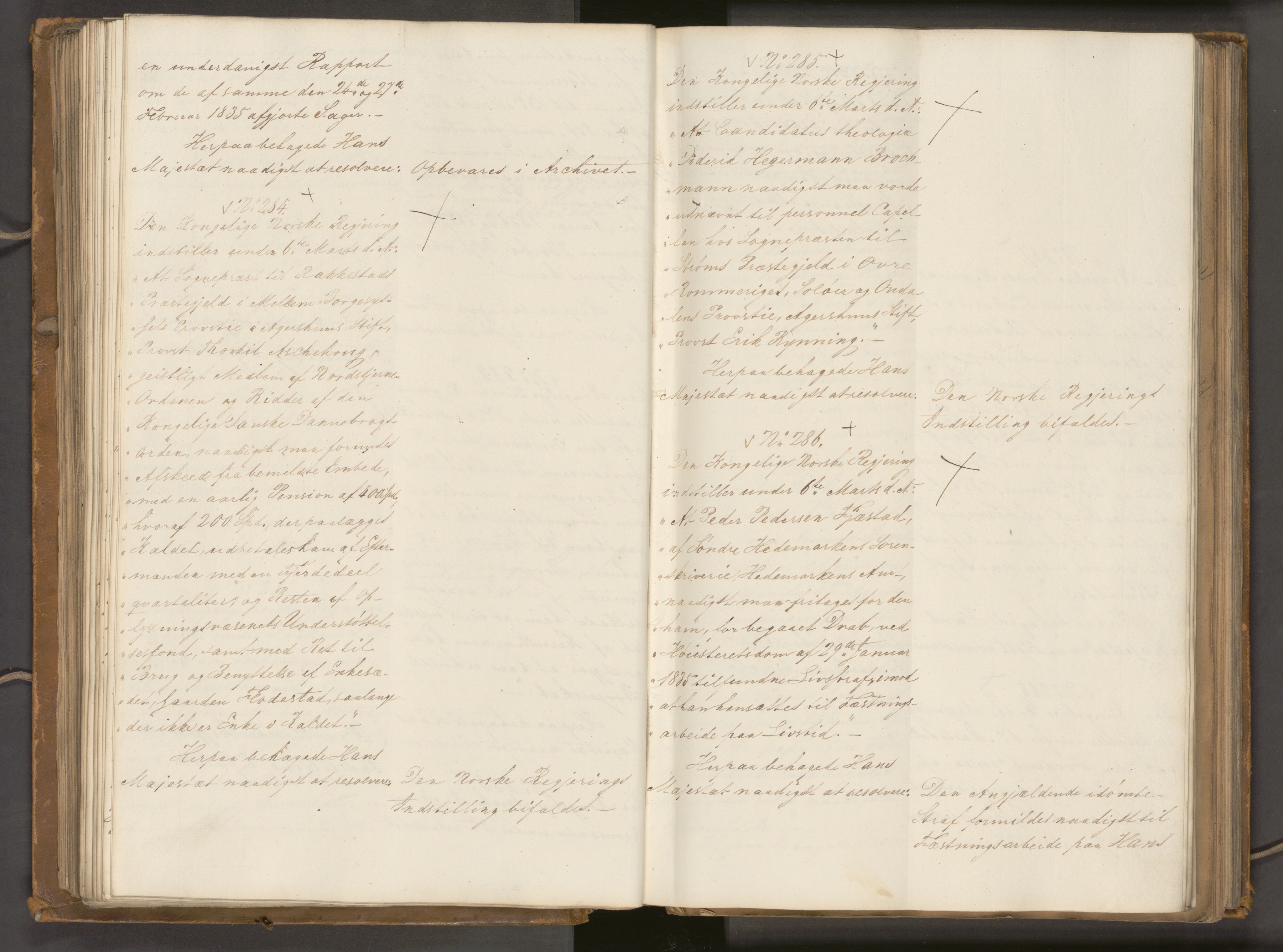 Statsrådssekretariatet, AV/RA-S-1001/A/Ab/L0040: Kgl. res. nr. 1-568, 1. halvår, 1835
