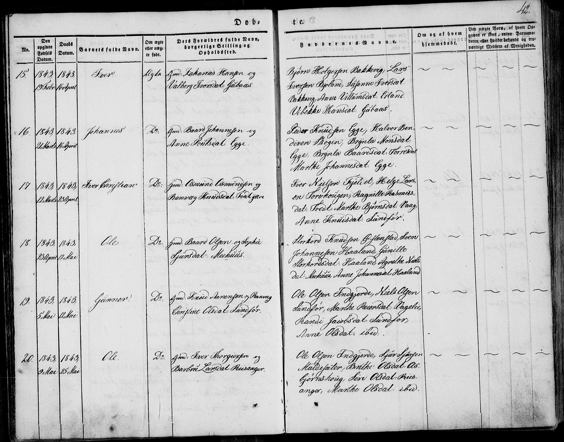 Skjold sokneprestkontor, AV/SAST-A-101847/H/Ha/Haa/L0006: Ministerialbok nr. A 6.1, 1835-1858, s. 42
