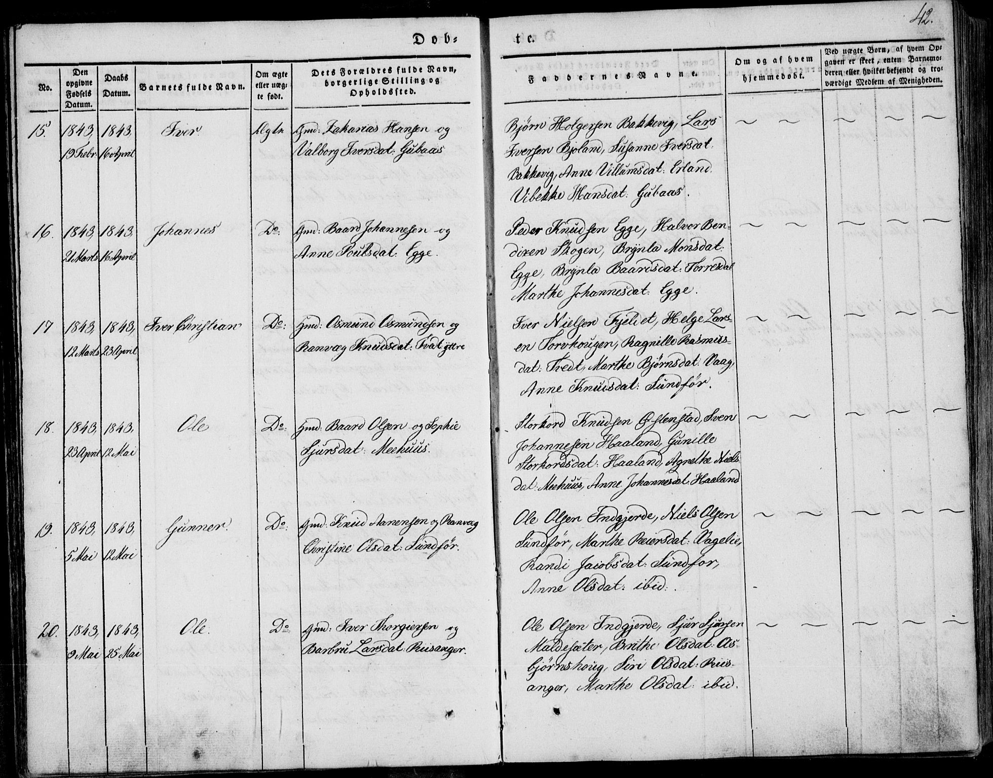 Skjold sokneprestkontor, SAST/A-101847/H/Ha/Haa/L0006: Ministerialbok nr. A 6.1, 1835-1858, s. 42