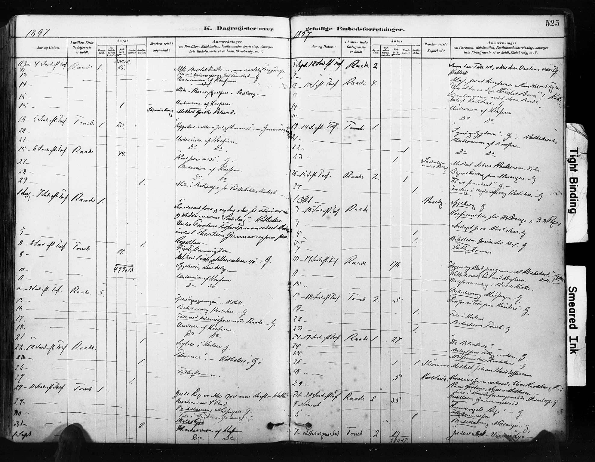 Råde prestekontor kirkebøker, AV/SAO-A-2009/F/Fa/L0007: Ministerialbok nr. 7, 1878-1902, s. 525