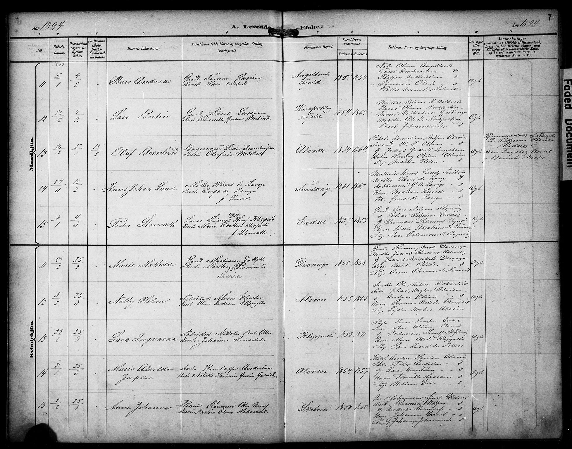 Askøy Sokneprestembete, AV/SAB-A-74101/H/Ha/Hab/Haba/L0009: Klokkerbok nr. A 9, 1894-1903, s. 7