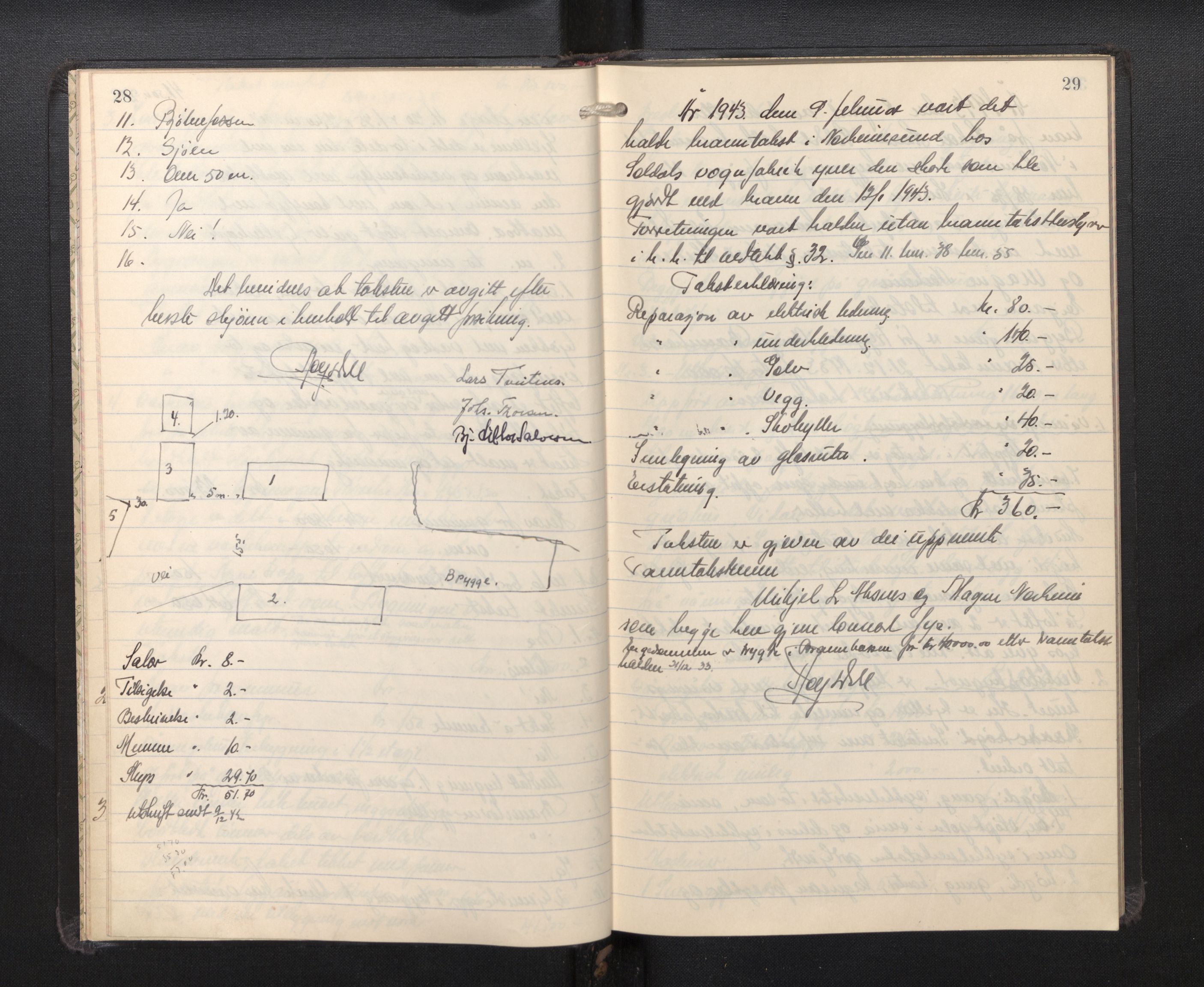 Lensmannen i Kvam, AV/SAB-A-33201/0012/L0004: Branntakstprotokoll, 1941-1949, s. 28-29