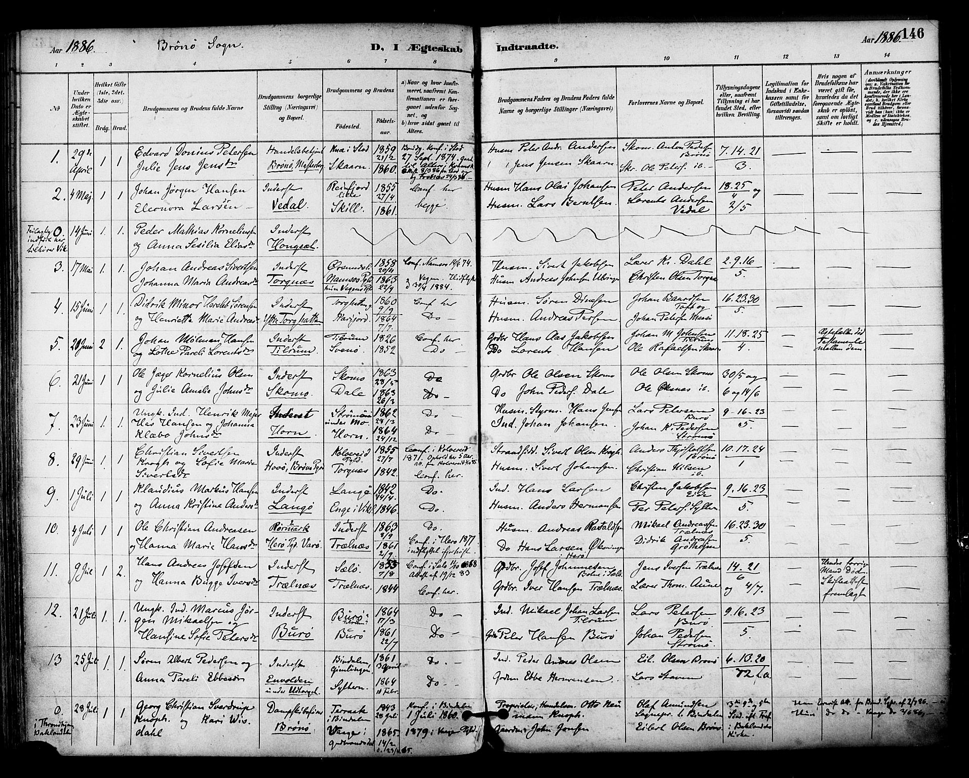Ministerialprotokoller, klokkerbøker og fødselsregistre - Nordland, AV/SAT-A-1459/813/L0200: Ministerialbok nr. 813A10, 1886-1900, s. 146