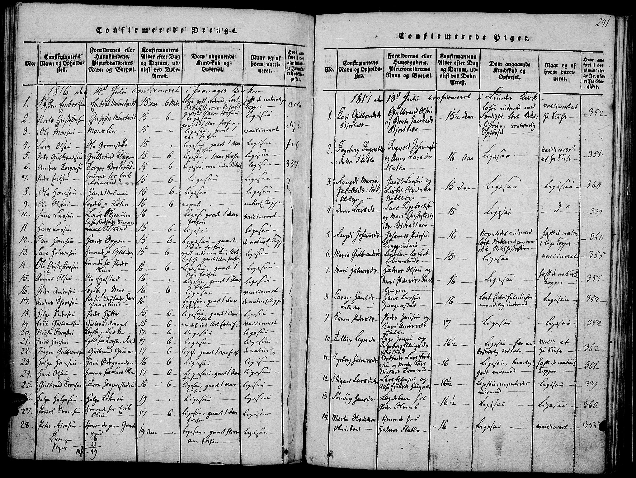 Jevnaker prestekontor, AV/SAH-PREST-116/H/Ha/Haa/L0005: Ministerialbok nr. 5, 1815-1837, s. 241