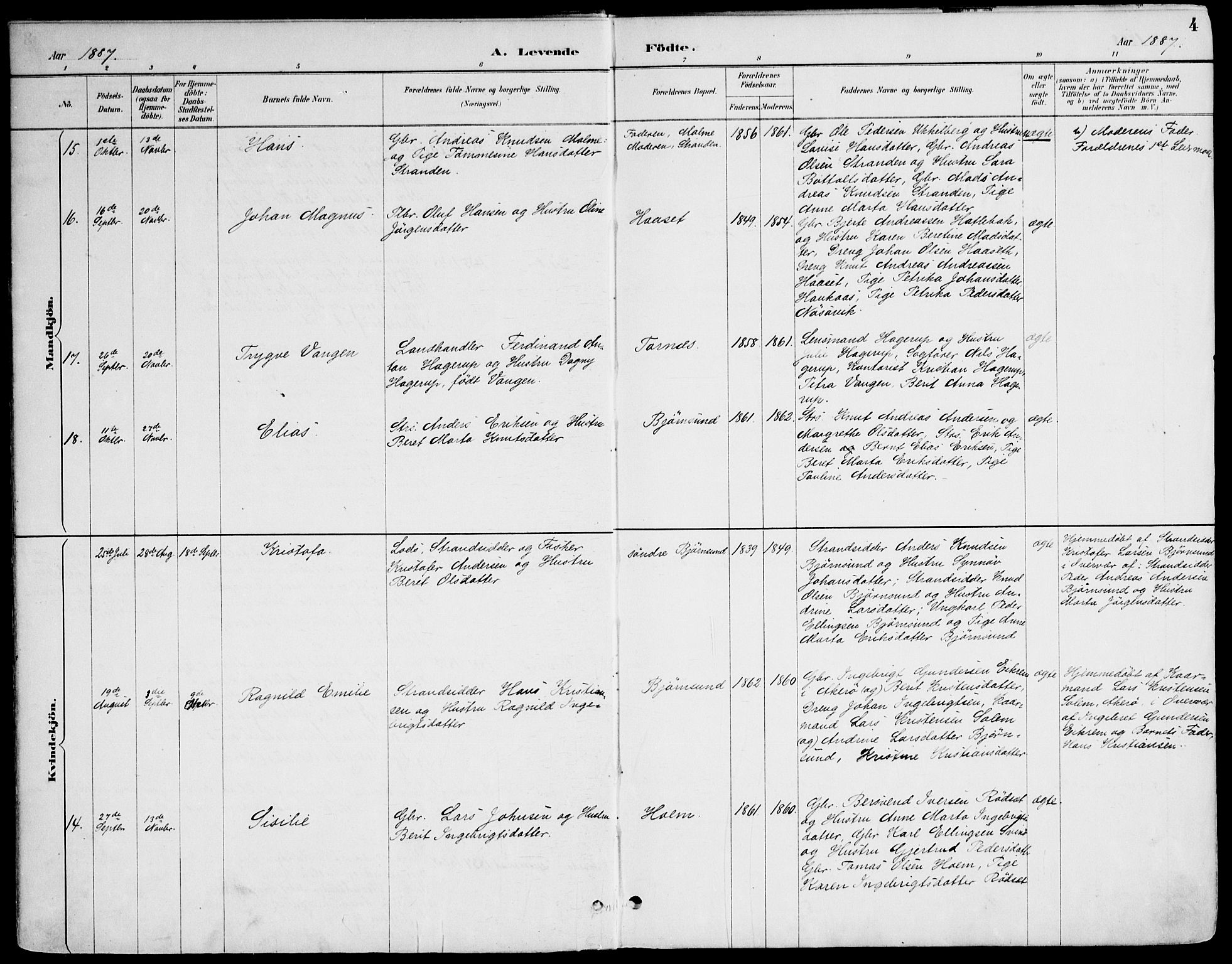 Ministerialprotokoller, klokkerbøker og fødselsregistre - Møre og Romsdal, AV/SAT-A-1454/565/L0750: Ministerialbok nr. 565A04, 1887-1905, s. 4