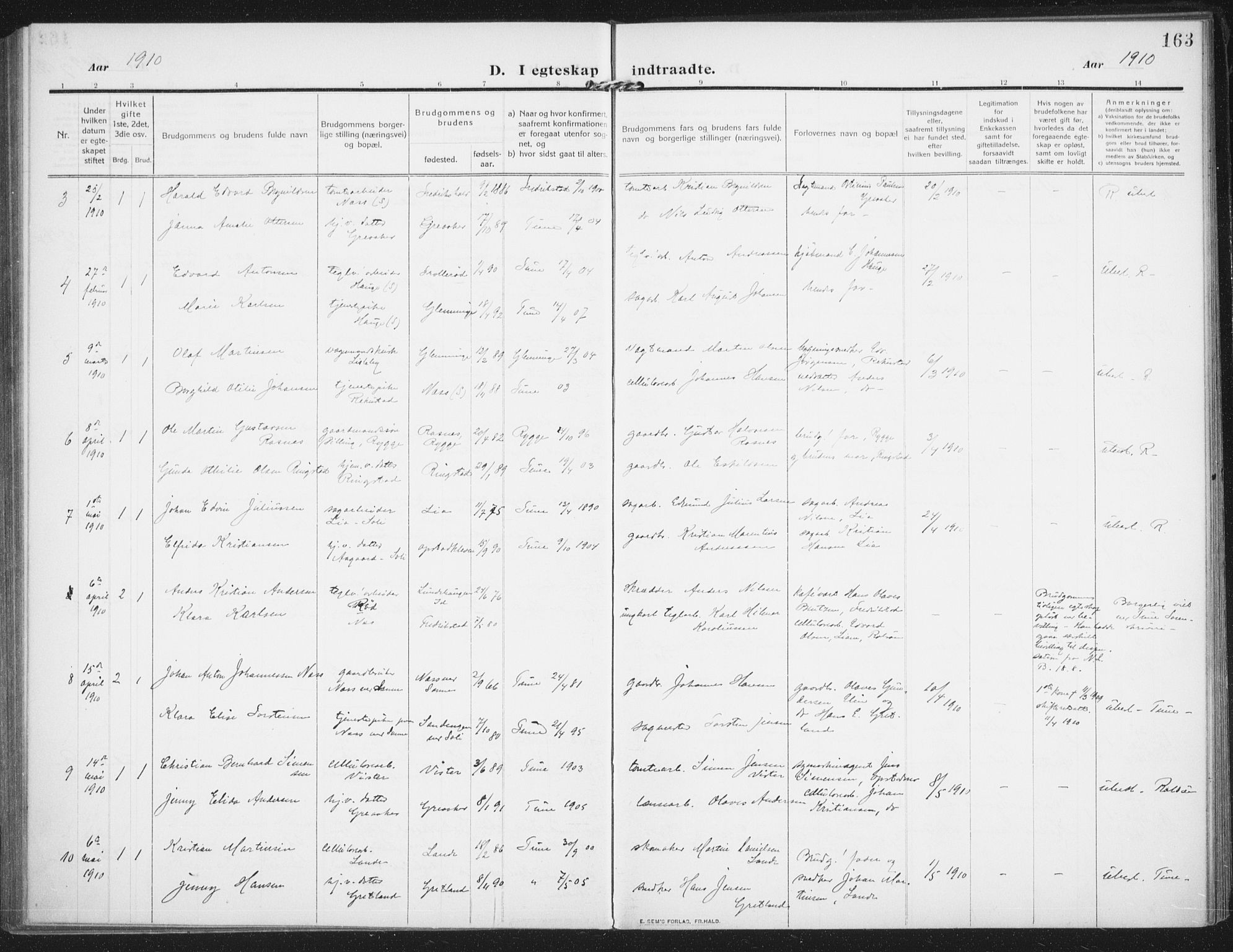 Rolvsøy prestekontor Kirkebøker, AV/SAO-A-2004/F/Fa/L0002: Ministerialbok nr. 2, 1909-1917, s. 163