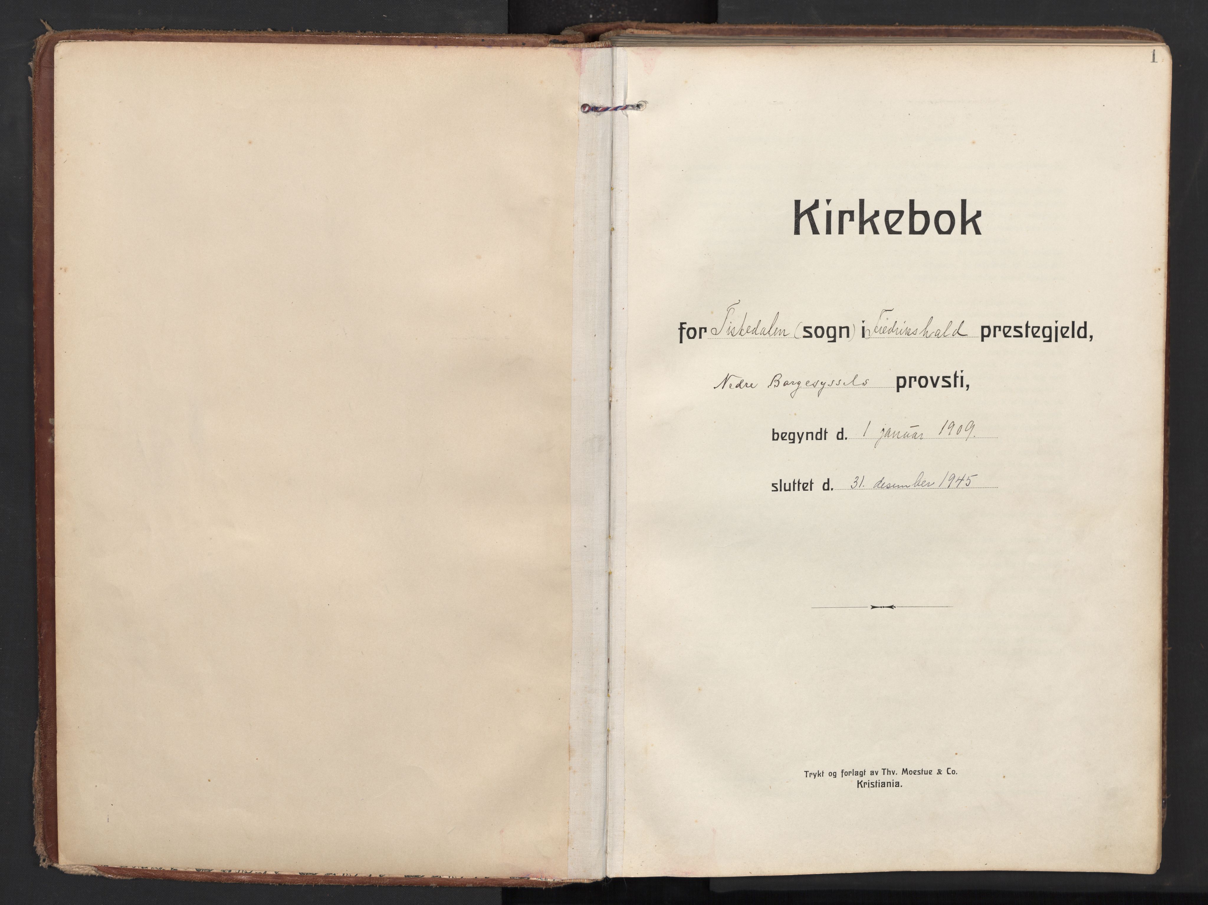 Halden prestekontor Kirkebøker, AV/SAO-A-10909/F/Fc/L0002: Ministerialbok nr. III 2, 1909-1945, s. 1