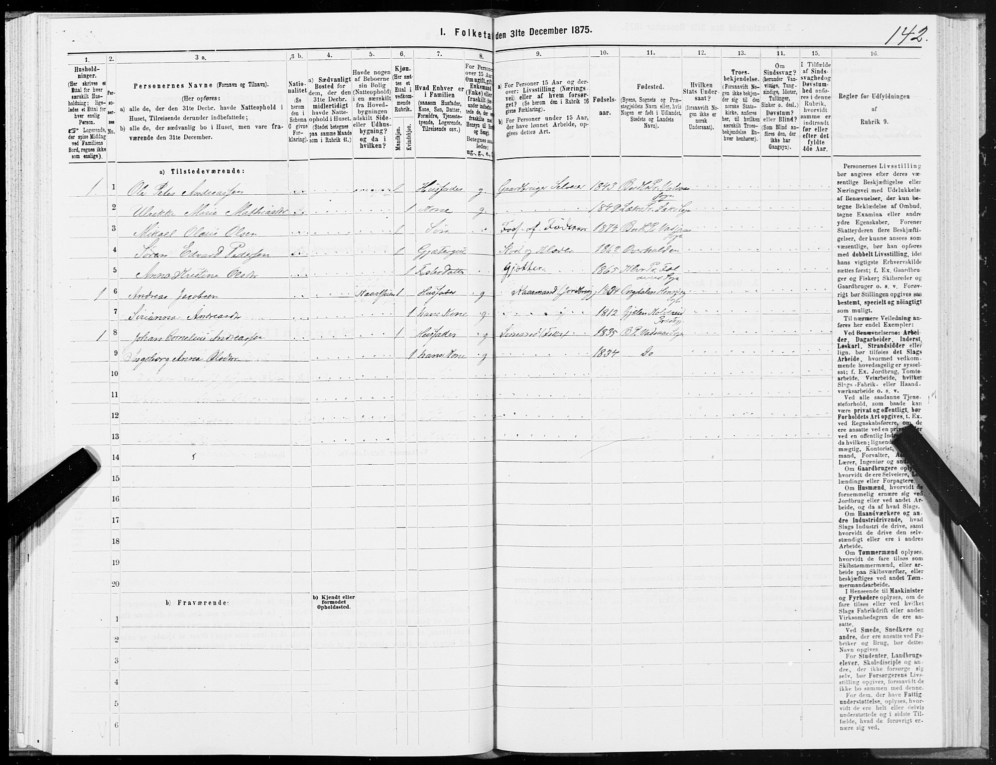 SAT, Folketelling 1875 for 1811P Bindal prestegjeld, 1875, s. 1142