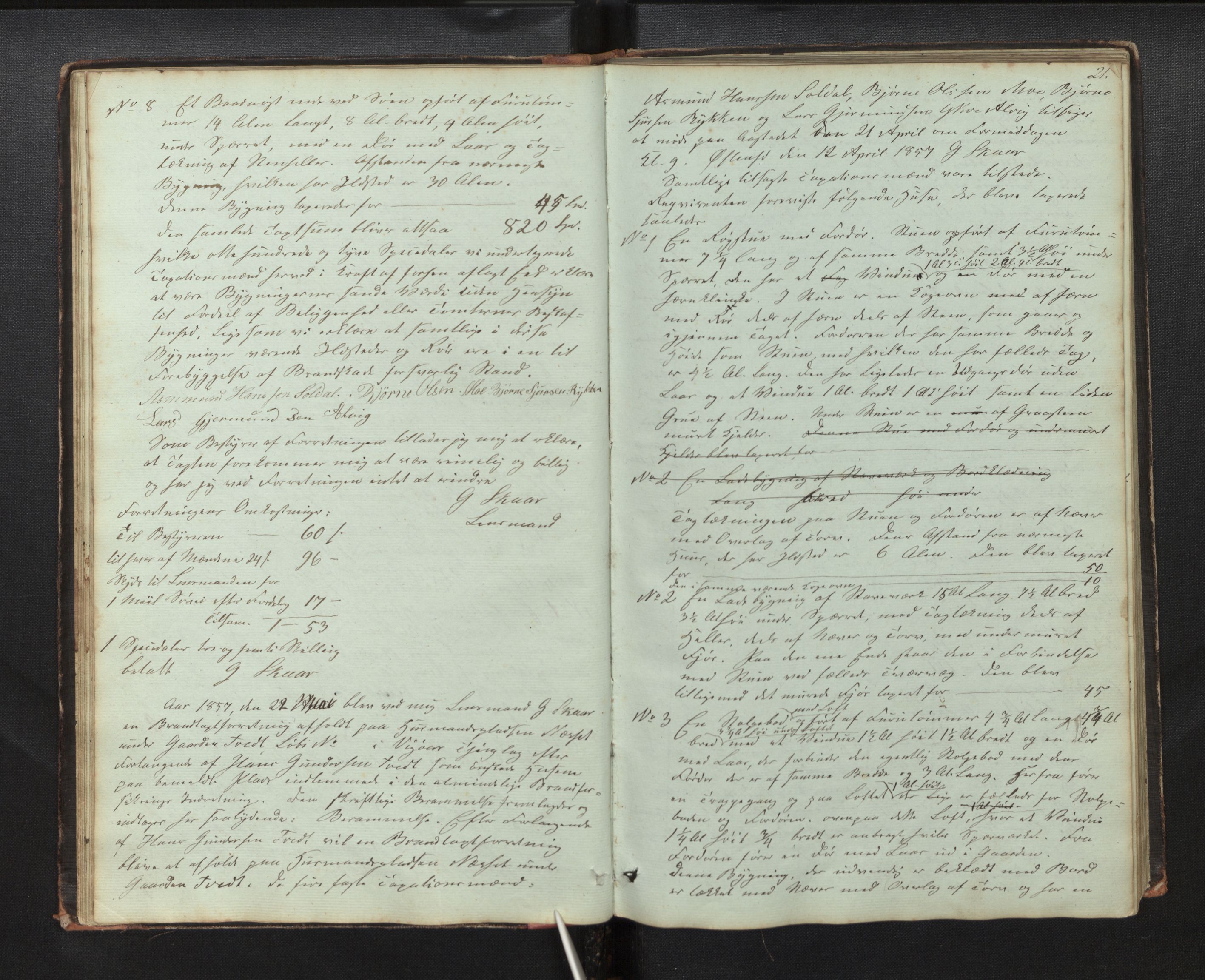 Lensmannen i Kvam, AV/SAB-A-33201/0012/L0001: Branntakstprotokoll, 1851-1881, s. 20b-21a