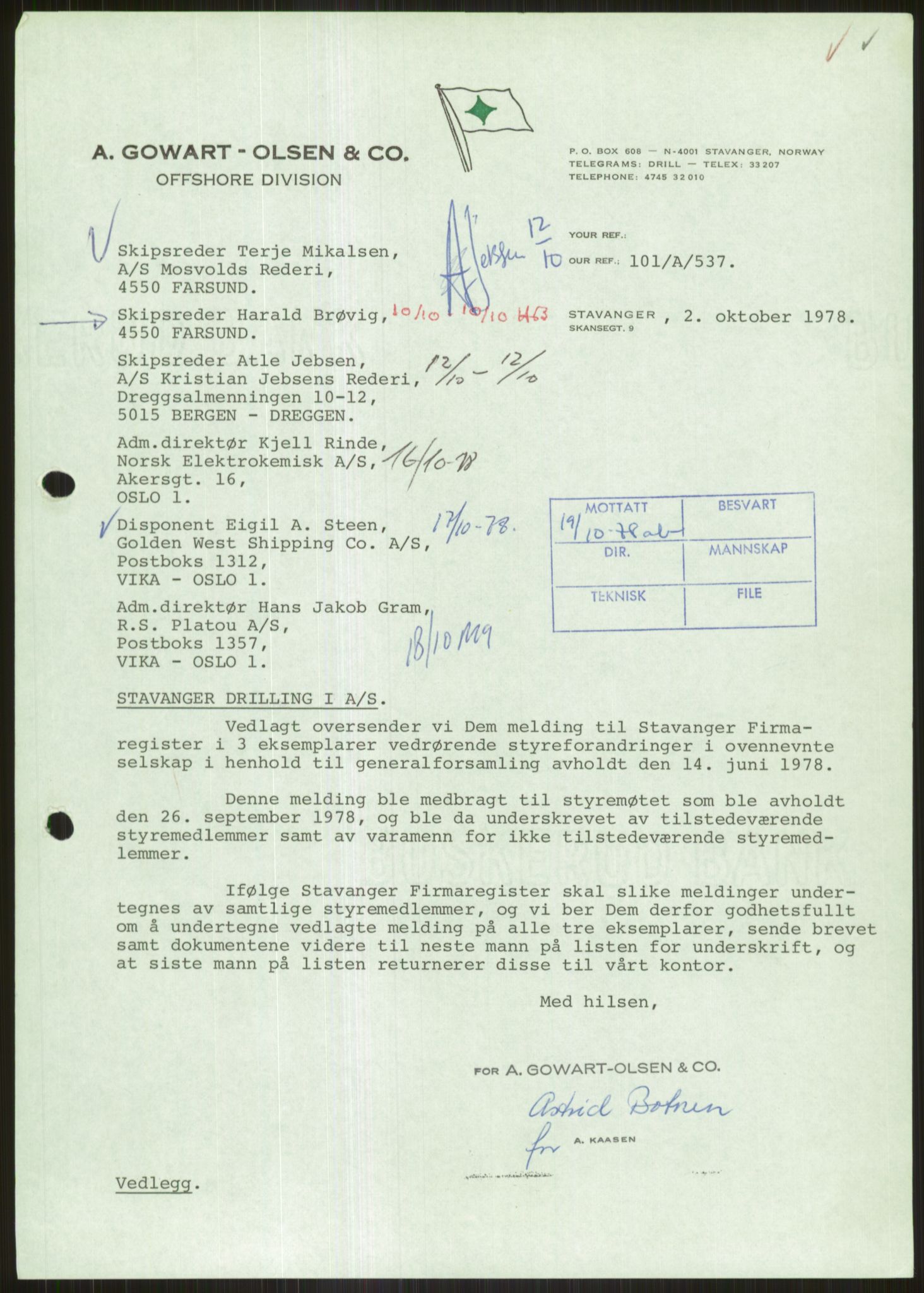 Pa 1503 - Stavanger Drilling AS, AV/SAST-A-101906/D/L0005: Korrespondanse og saksdokumenter, 1974-1985, s. 509