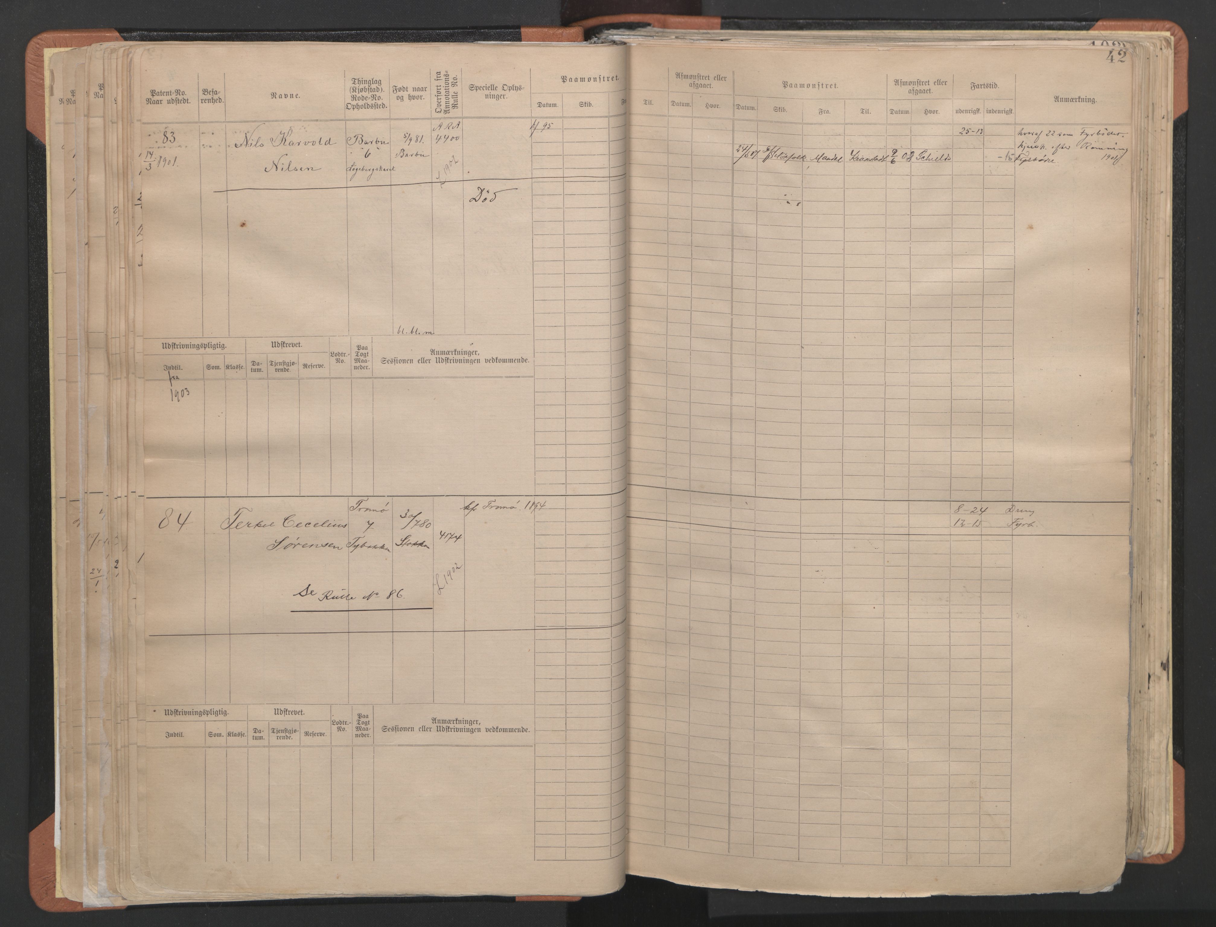 Arendal mønstringskrets, AV/SAK-2031-0012/F/Fb/L0024: Hovedrulle B nr 1-665, S-22, 1886-1933, s. 45